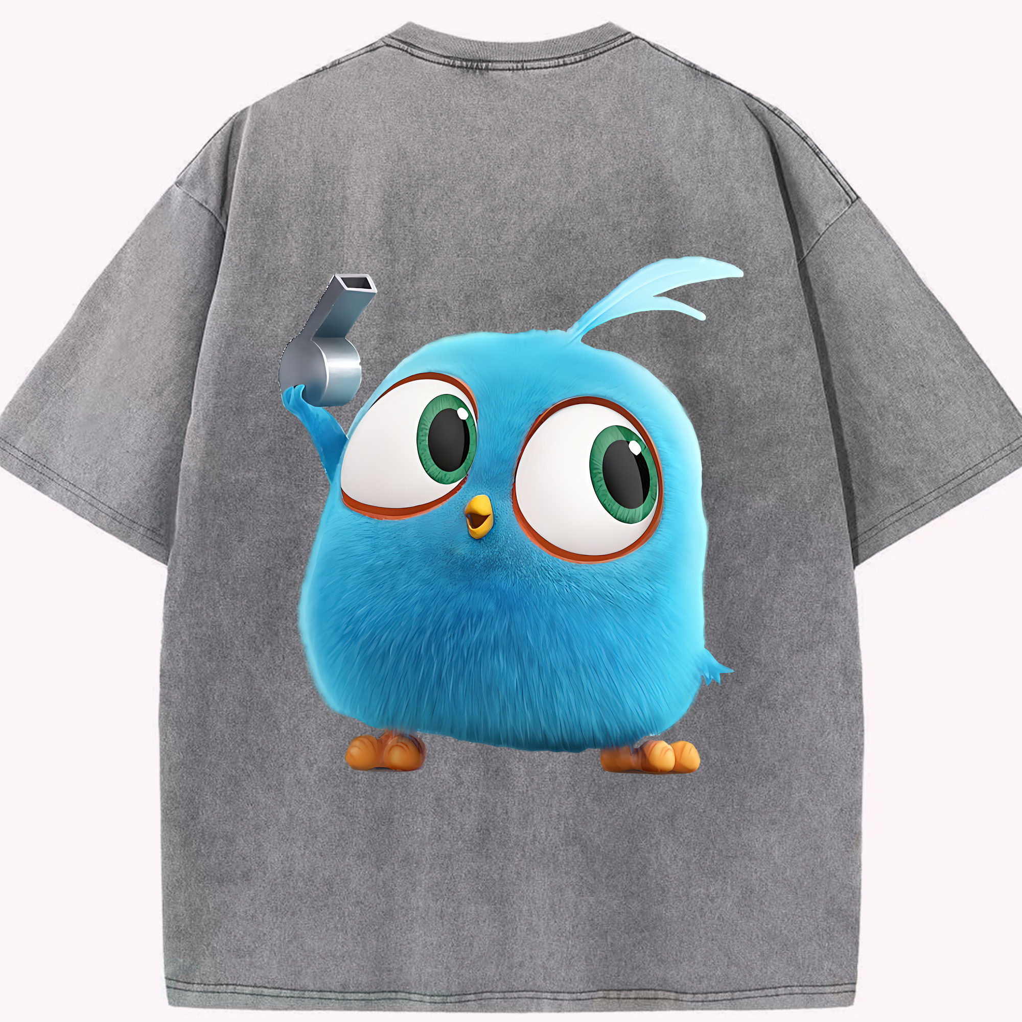 （画像用） Angry Birds アングリーバード 綿100% ヴィンテージ風 半袖Tシャツ（背面プリント）