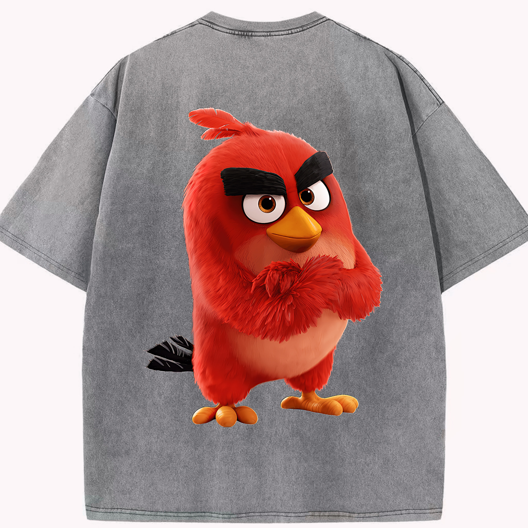 （画像用） Angry Birds アングリーバード 綿100% ヴィンテージ風 半袖Tシャツ（背面プリント）
