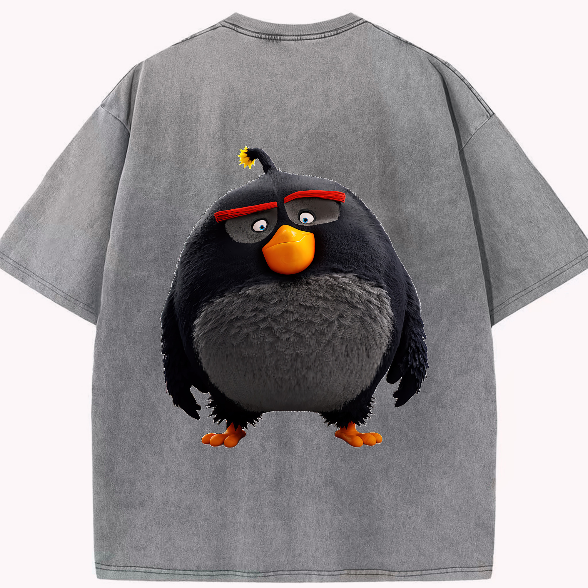 （画像用） Angry Birds アングリーバード 綿100% ヴィンテージ風 半袖Tシャツ（背面プリント）