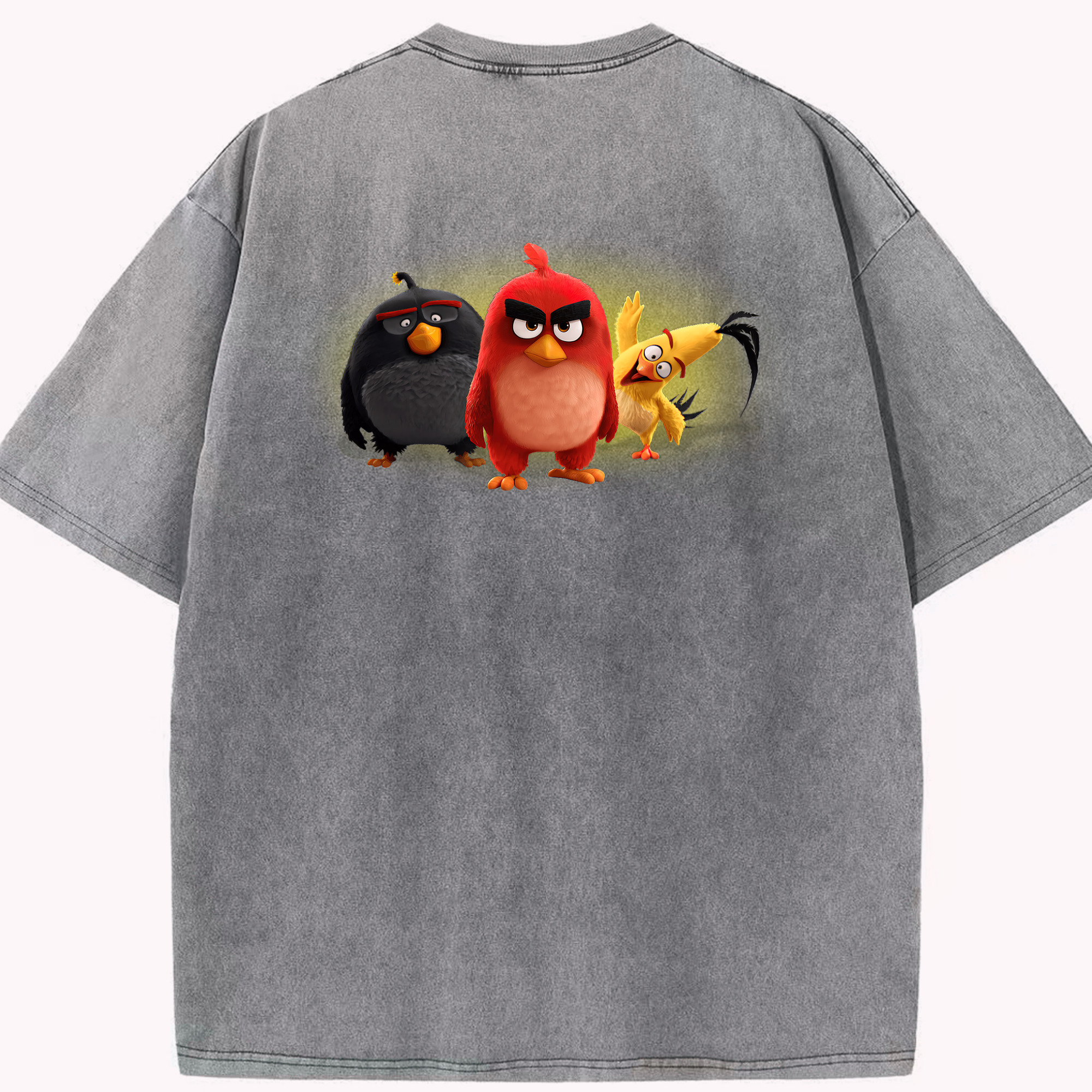（画像用） Angry Birds アングリーバード 綿100% ヴィンテージ風 半袖Tシャツ（背面プリント）