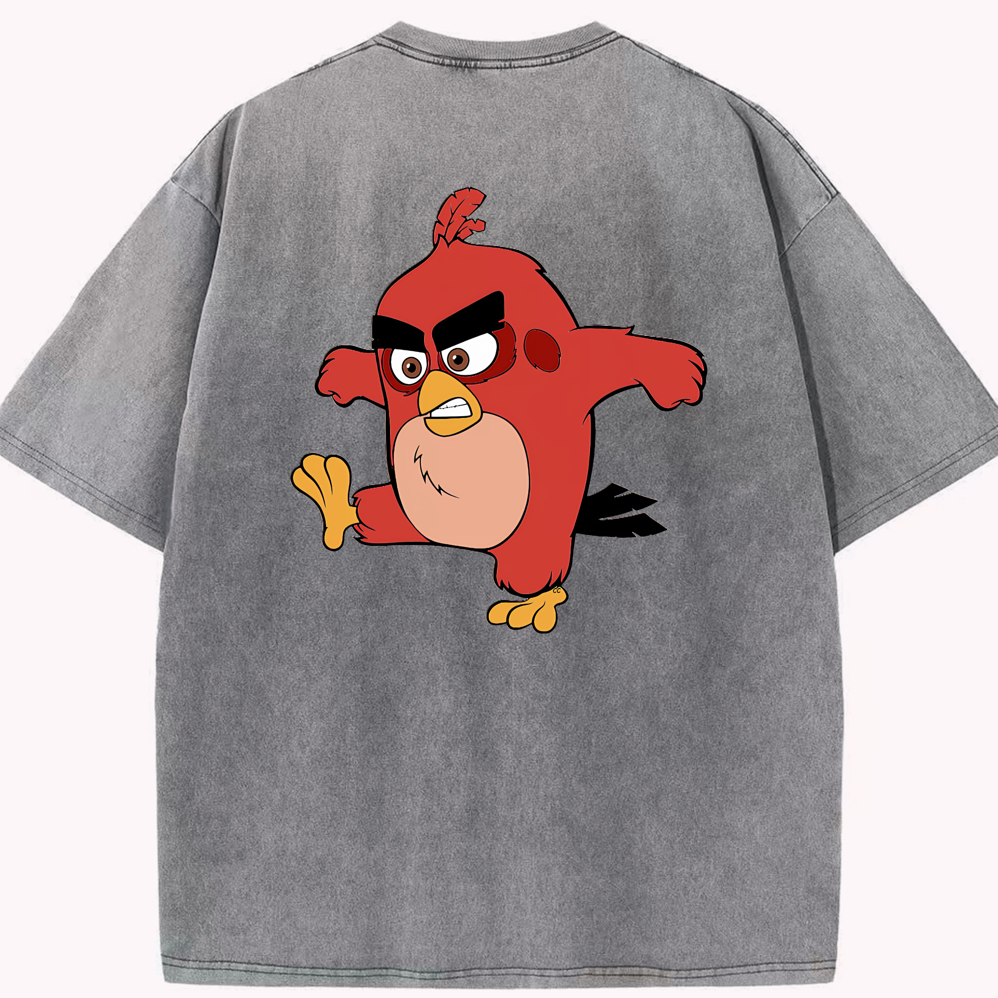 （画像用） Angry Birds アングリーバード 綿100% ヴィンテージ風 半袖Tシャツ（背面プリント）