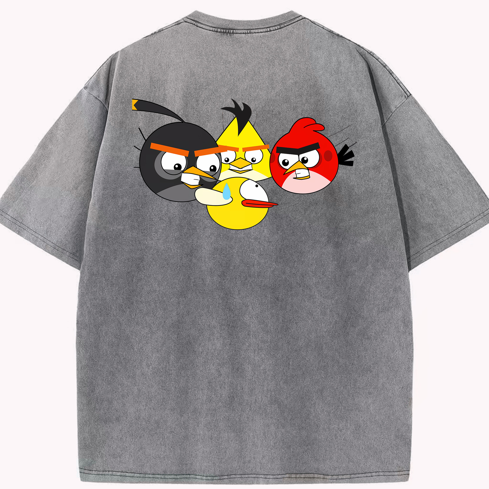 （画像用） Angry Birds アングリーバード 綿100% ヴィンテージ風 半袖Tシャツ（背面プリント）