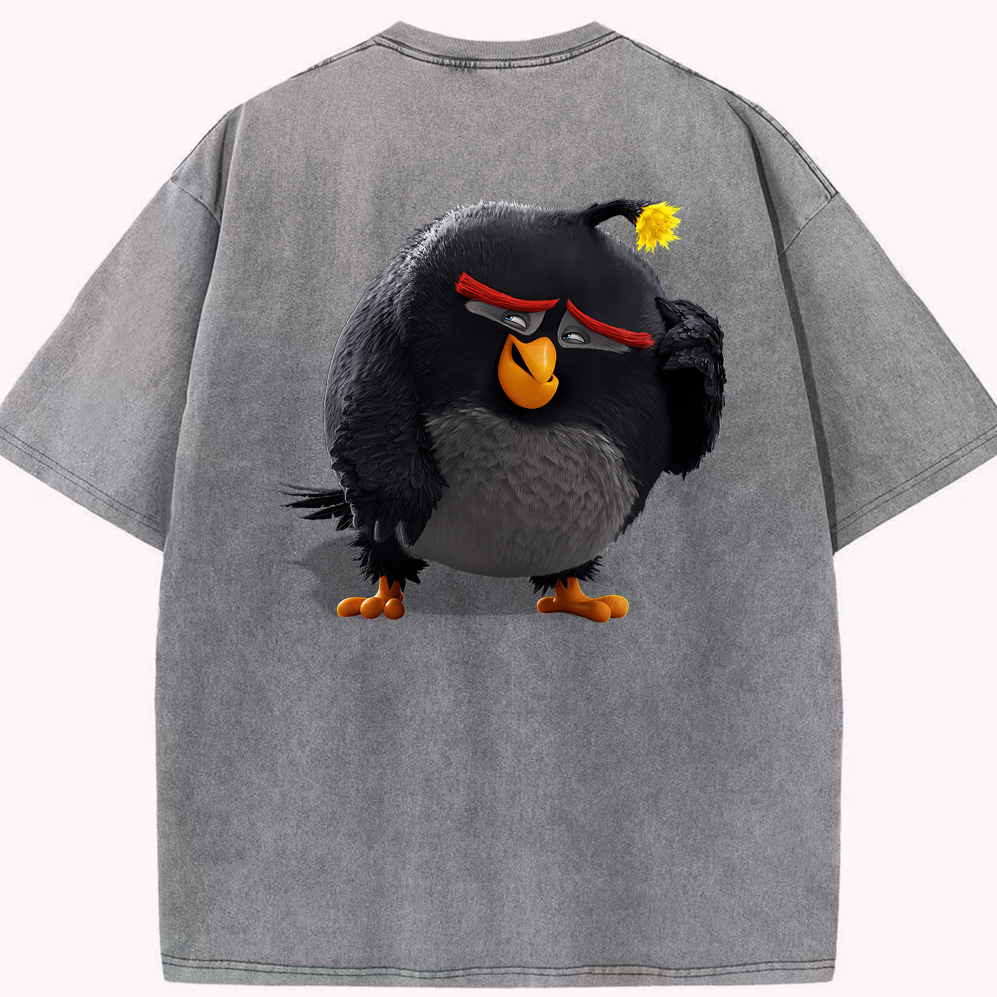 （画像用） Angry Birds アングリーバード 綿100% ヴィンテージ風 半袖Tシャツ（背面プリント）