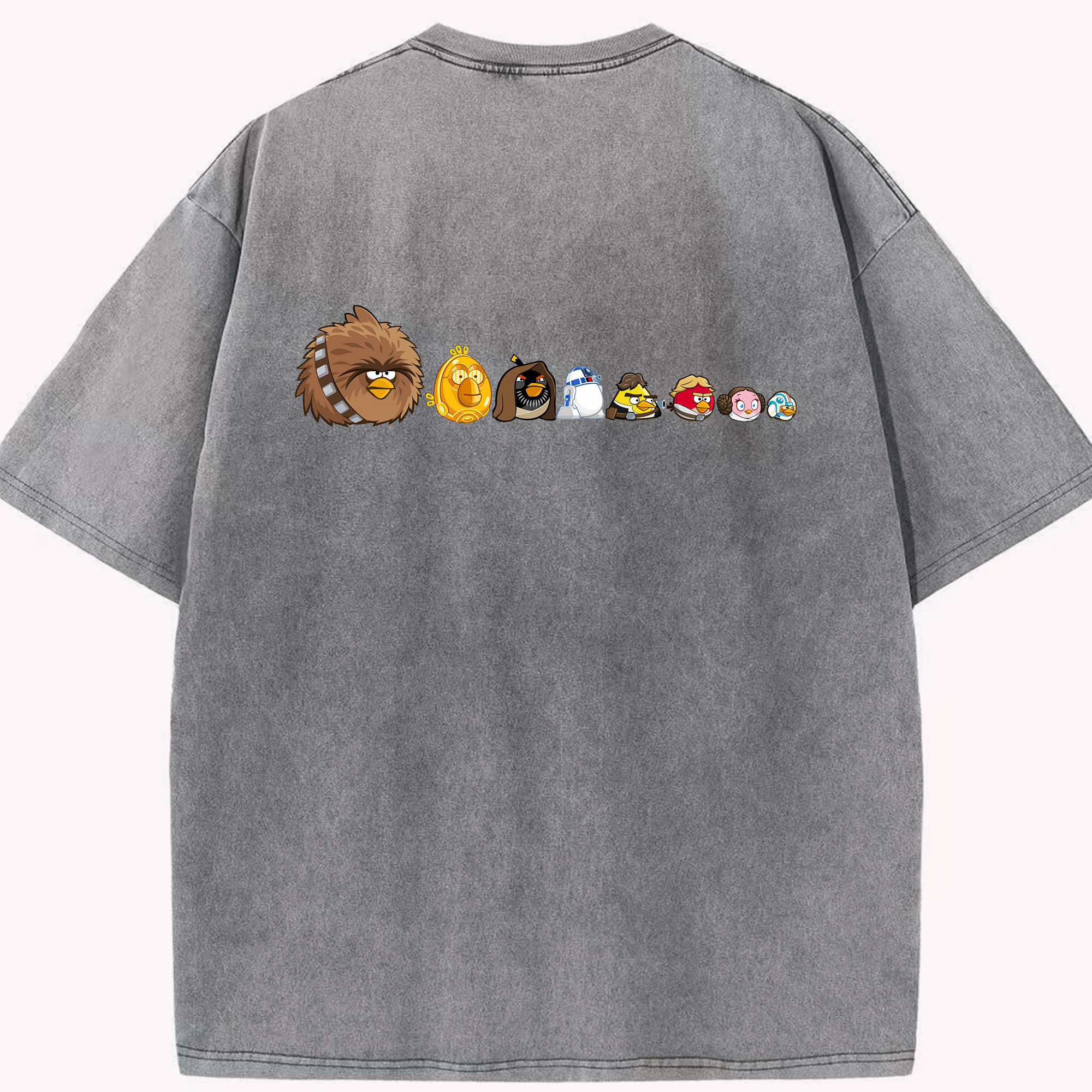 （画像用） Angry Birds アングリーバード 綿100% ヴィンテージ風 半袖Tシャツ（背面プリント）