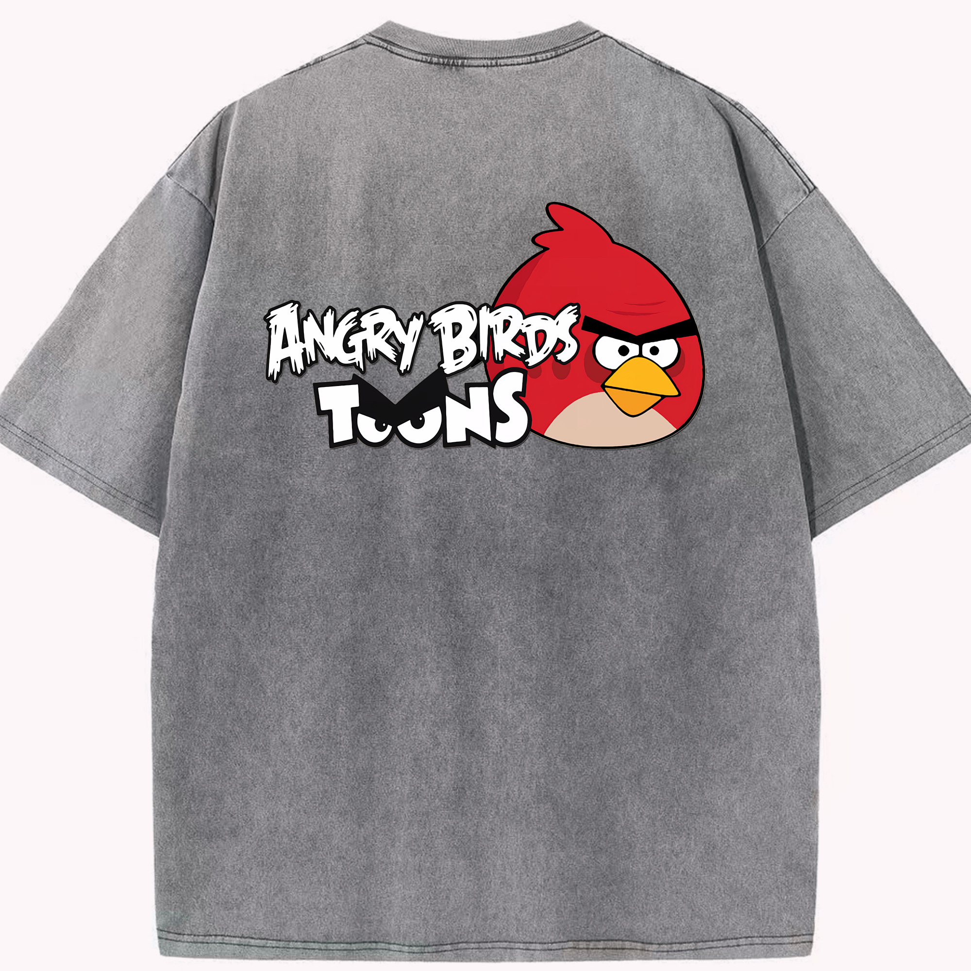 （画像用） Angry Birds アングリーバード 綿100% ヴィンテージ風 半袖Tシャツ（背面プリント）