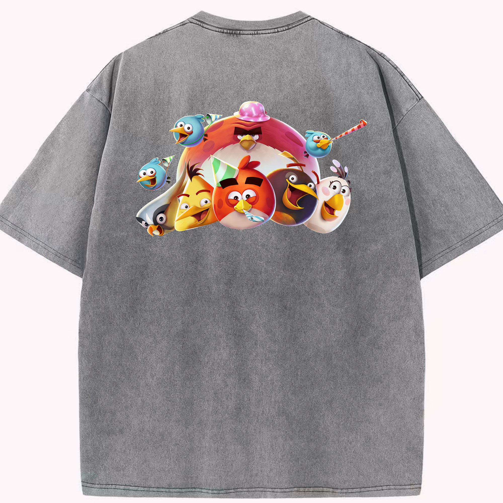 （画像用） Angry Birds アングリーバード 綿100% ヴィンテージ風 半袖Tシャツ（背面プリント）