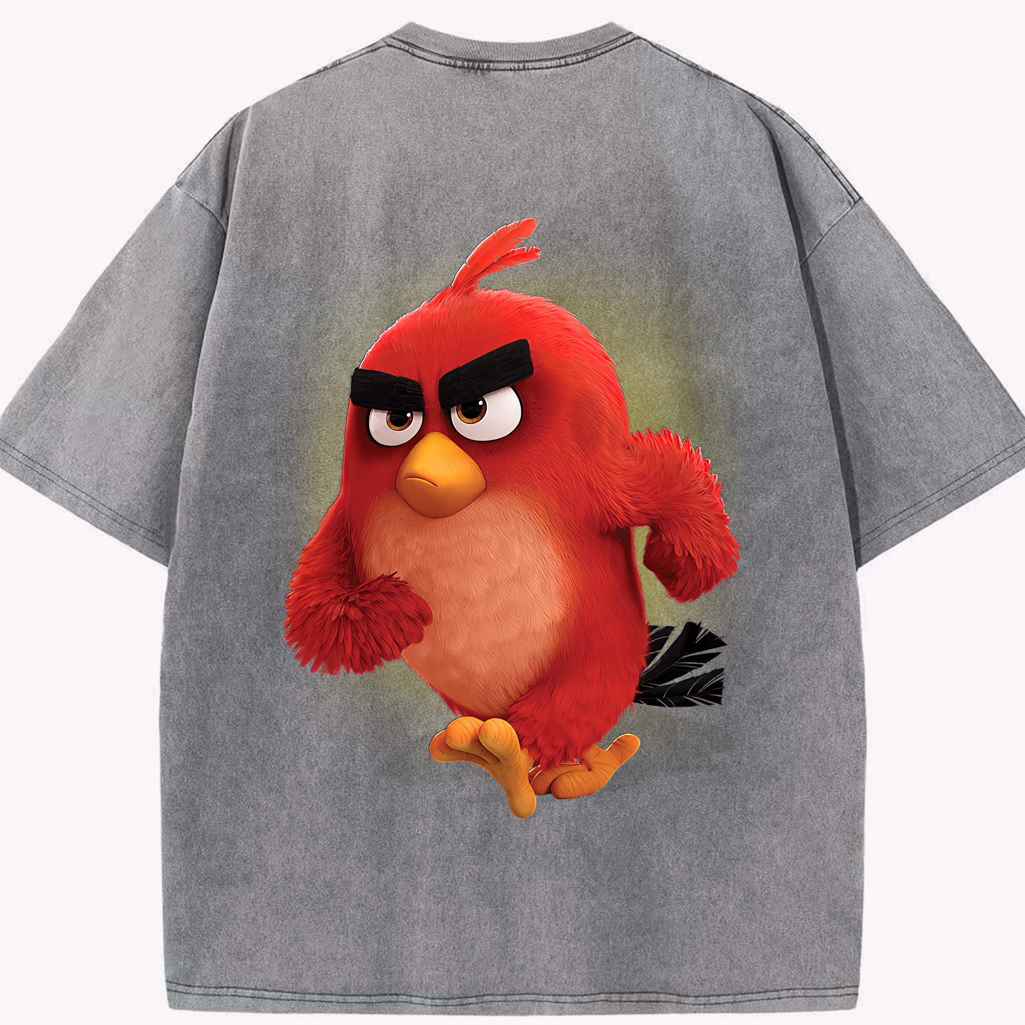 （画像用） Angry Birds アングリーバード 綿100% ヴィンテージ風 半袖Tシャツ（背面プリント）