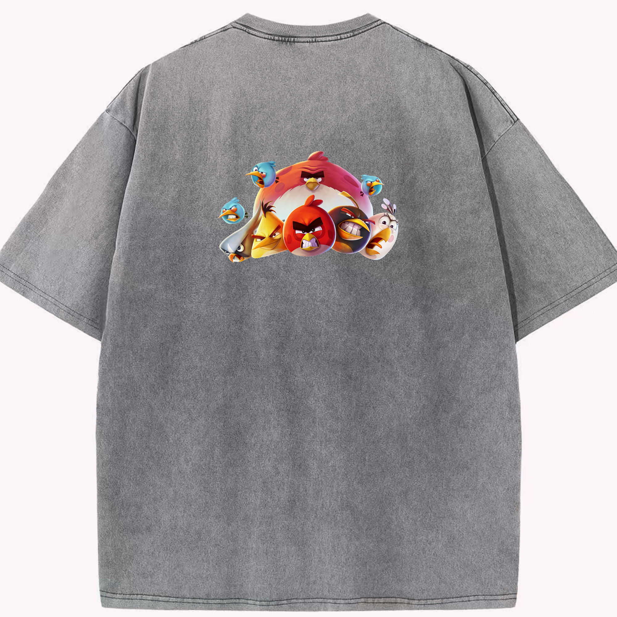 （画像用） Angry Birds アングリーバード 綿100% ヴィンテージ風 半袖Tシャツ（背面プリント）