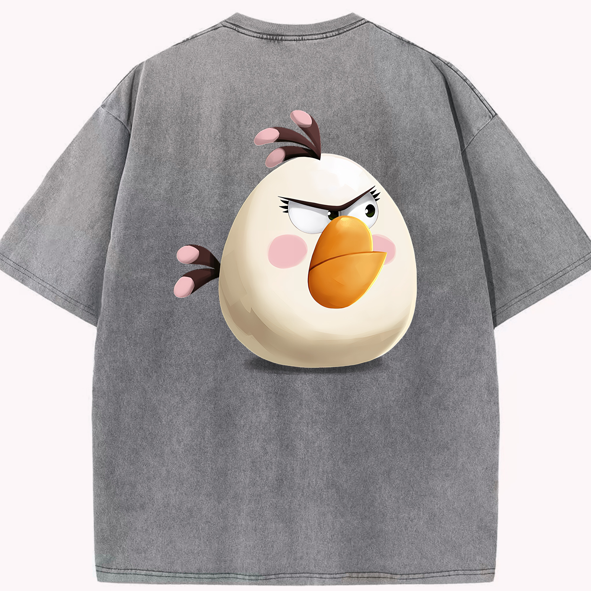 （画像用） Angry Birds アングリーバード 綿100% ヴィンテージ風 半袖Tシャツ（背面プリント）