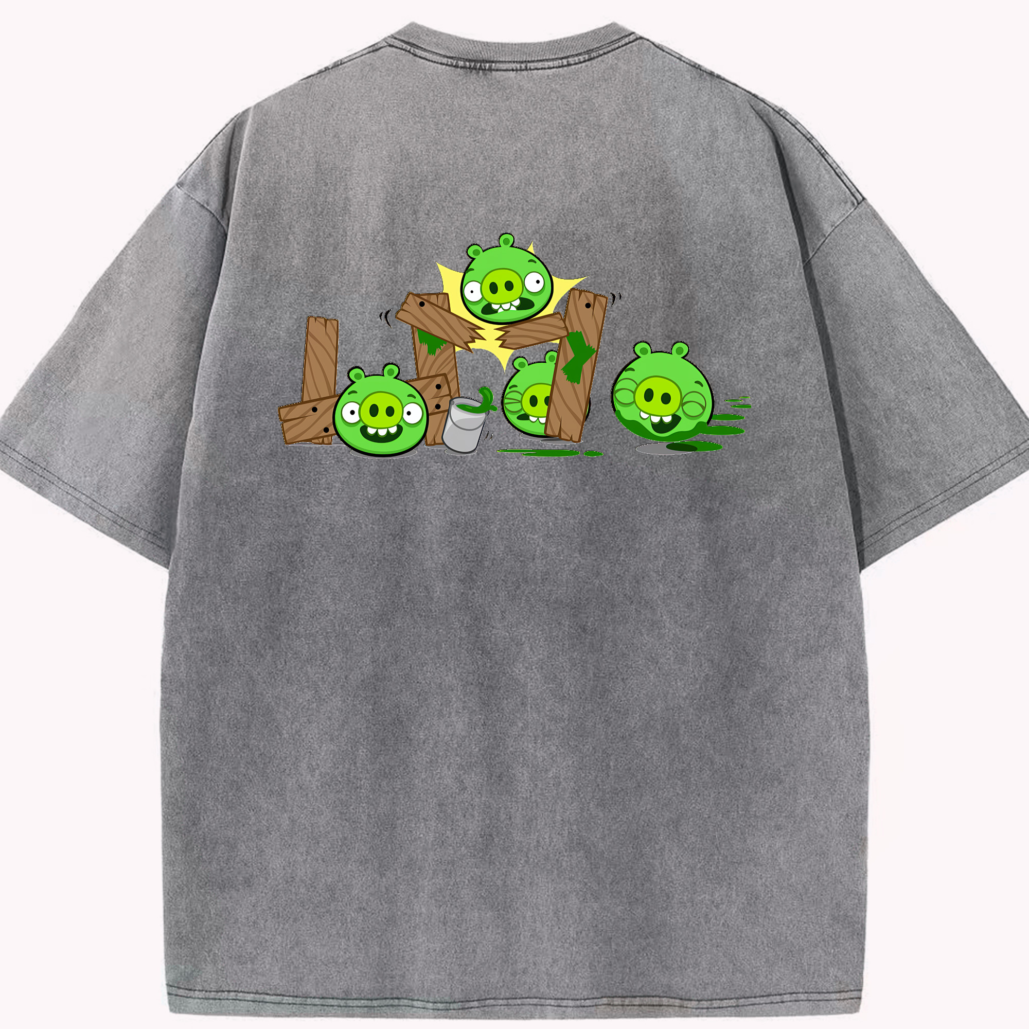 （画像用） Angry Birds アングリーバード 綿100% ヴィンテージ風 半袖Tシャツ（背面プリント）
