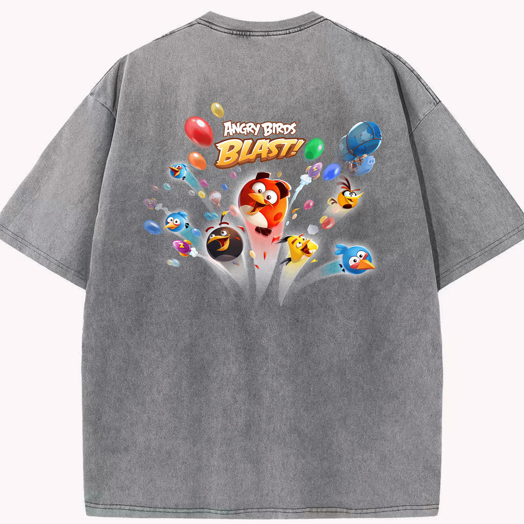 （画像用） Angry Birds アングリーバード 綿100% ヴィンテージ風 半袖Tシャツ（背面プリント）