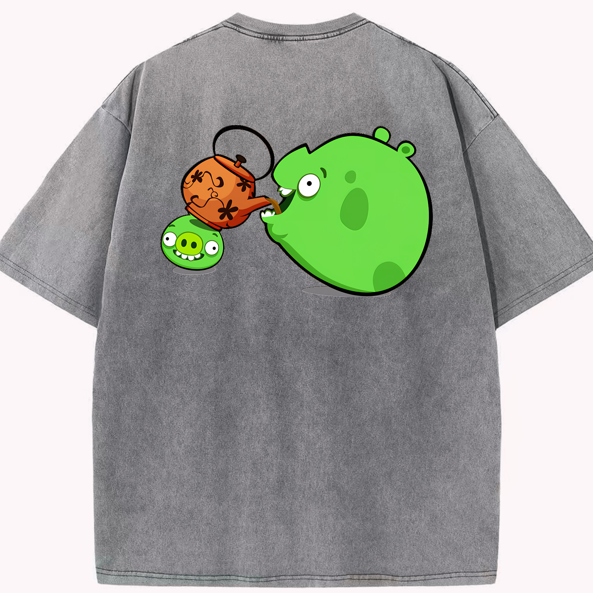 （画像用） Angry Birds アングリーバード 綿100% ヴィンテージ風 半袖Tシャツ（背面プリント）
