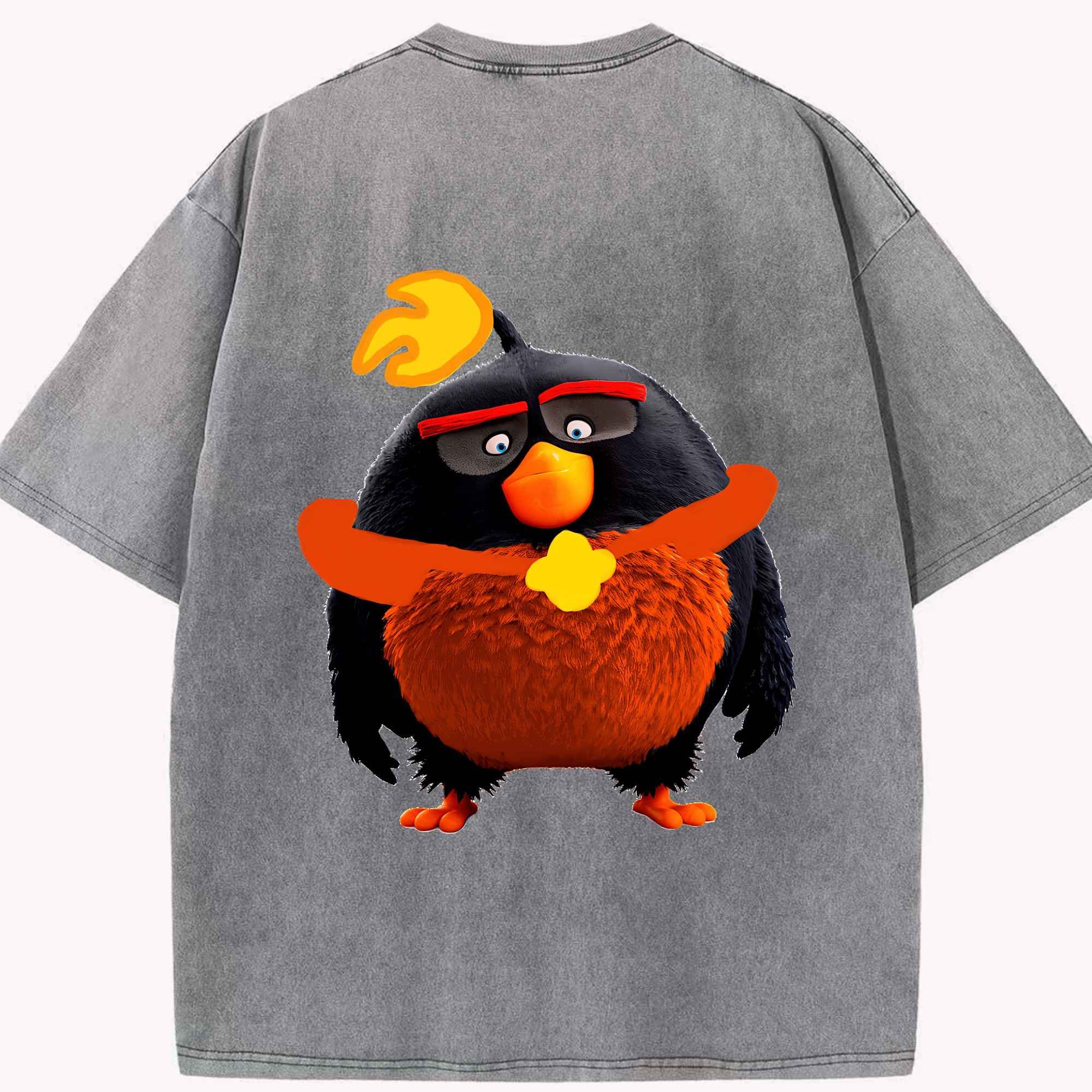 （画像用） Angry Birds アングリーバード 綿100% ヴィンテージ風 半袖Tシャツ（背面プリント）
