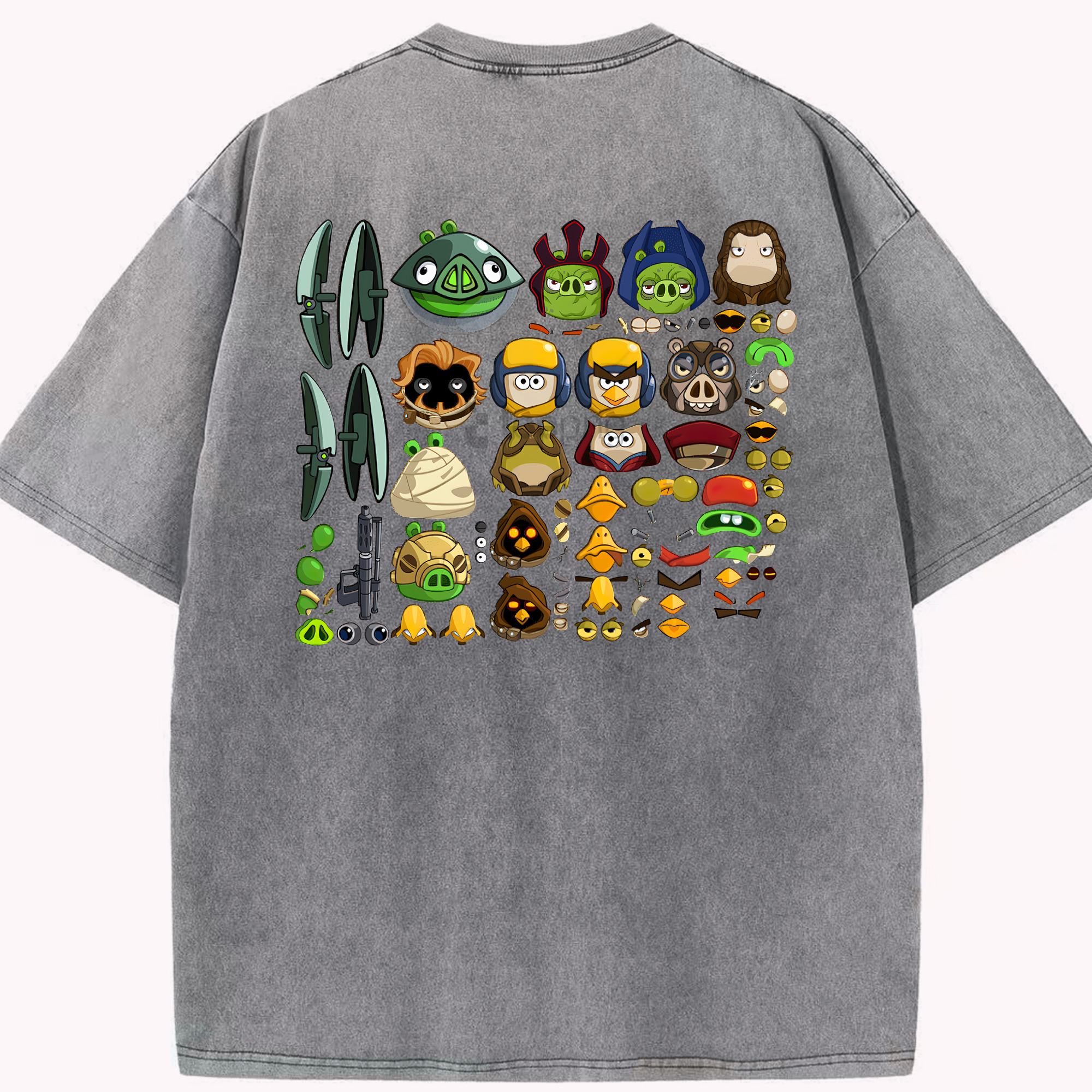 （画像用） Angry Birds アングリーバード 綿100% ヴィンテージ風 半袖Tシャツ（背面プリント）