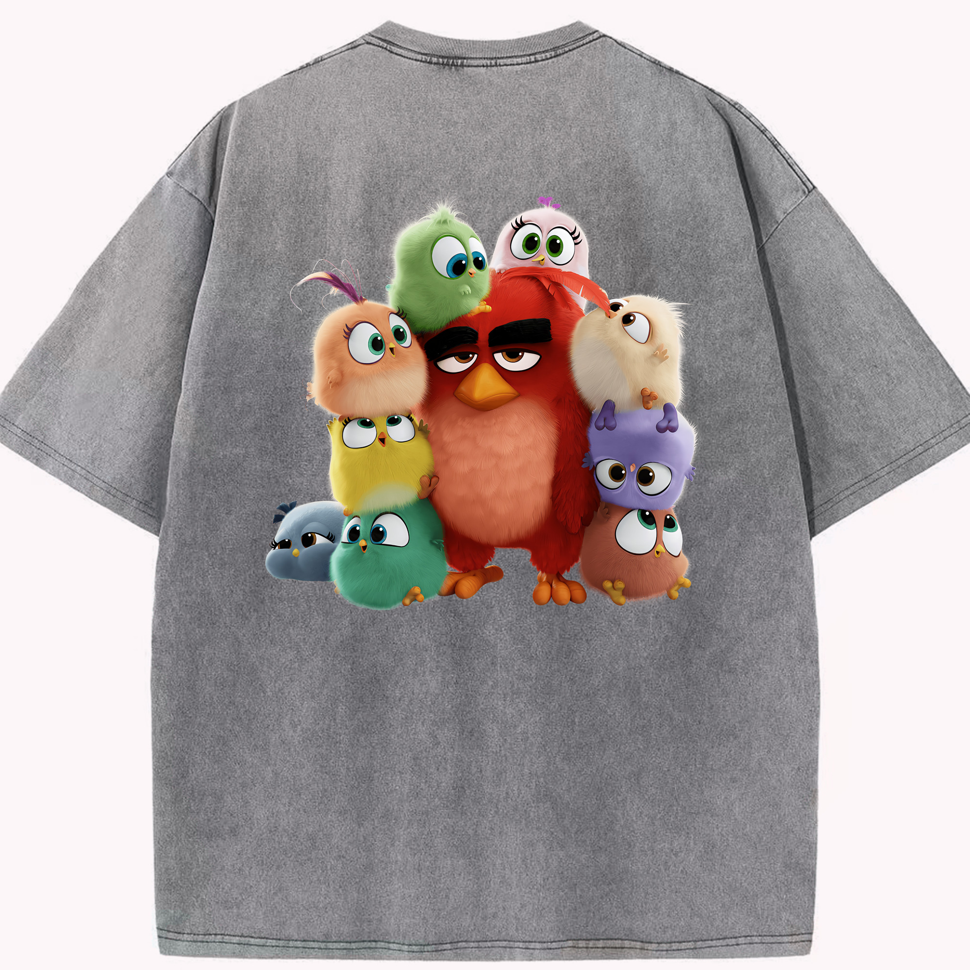 （画像用） Angry Birds アングリーバード 綿100% ヴィンテージ風 半袖Tシャツ（背面プリント）
