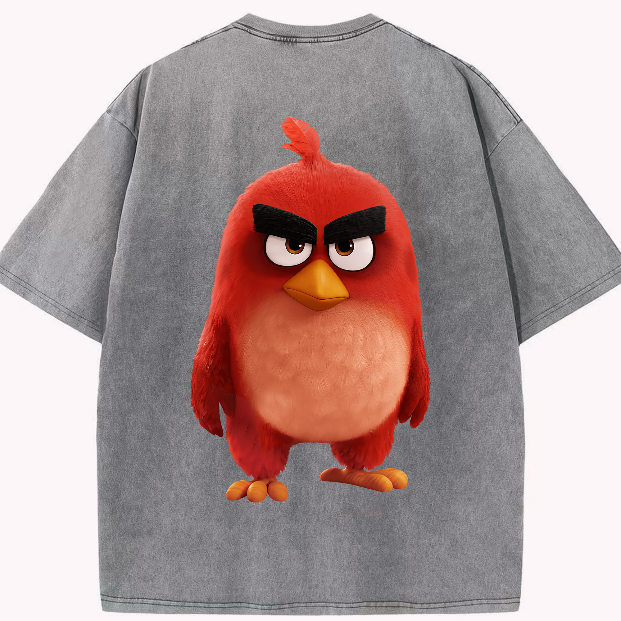 （画像用） Angry Birds アングリーバード 綿100% ヴィンテージ風 半袖Tシャツ（背面プリント）