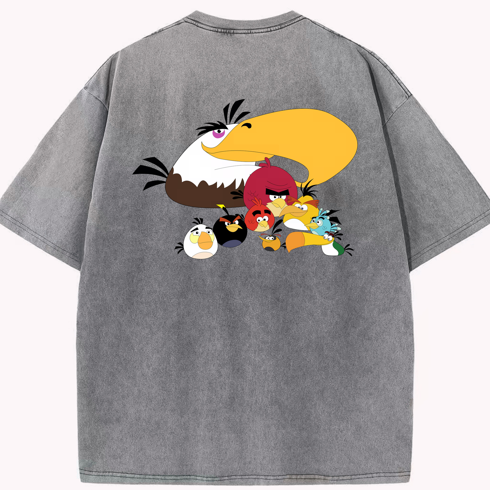 （画像用） Angry Birds アングリーバード 綿100% ヴィンテージ風 半袖Tシャツ（背面プリント）