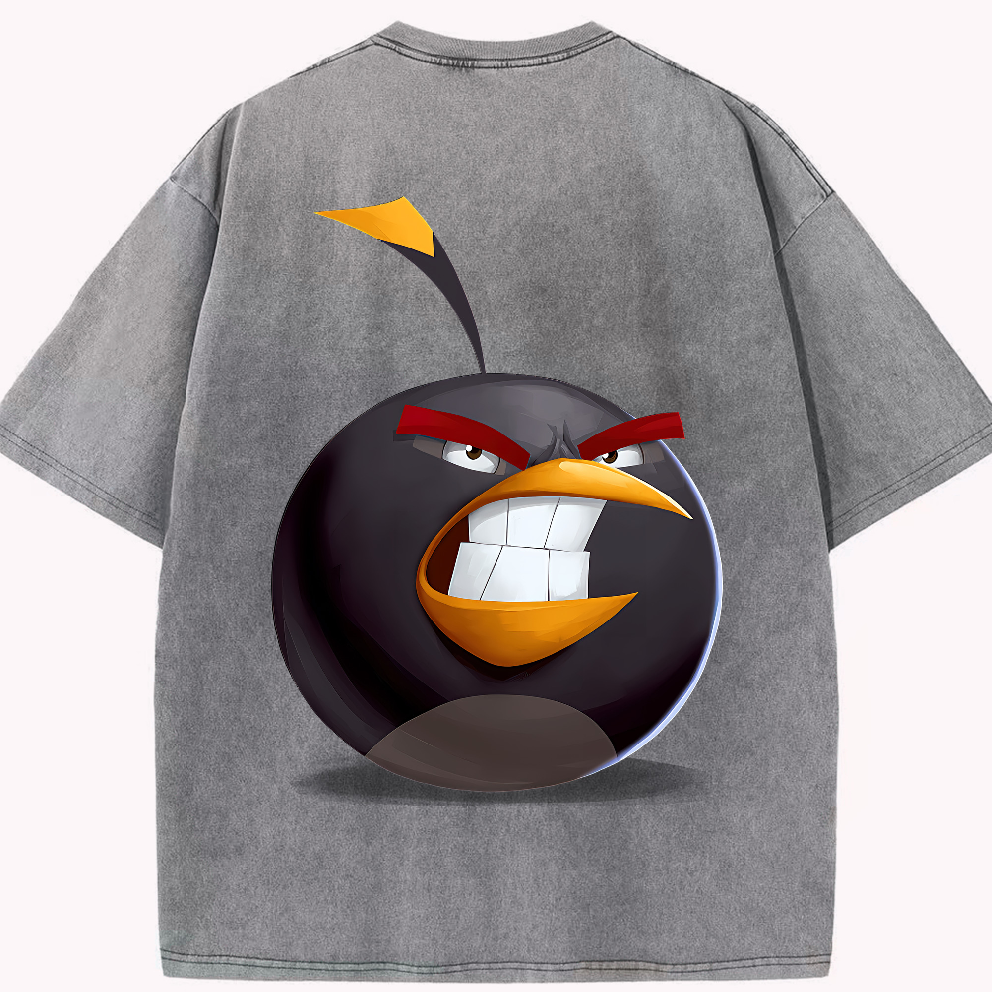 （画像用） Angry Birds アングリーバード 綿100% ヴィンテージ風 半袖Tシャツ（背面プリント）