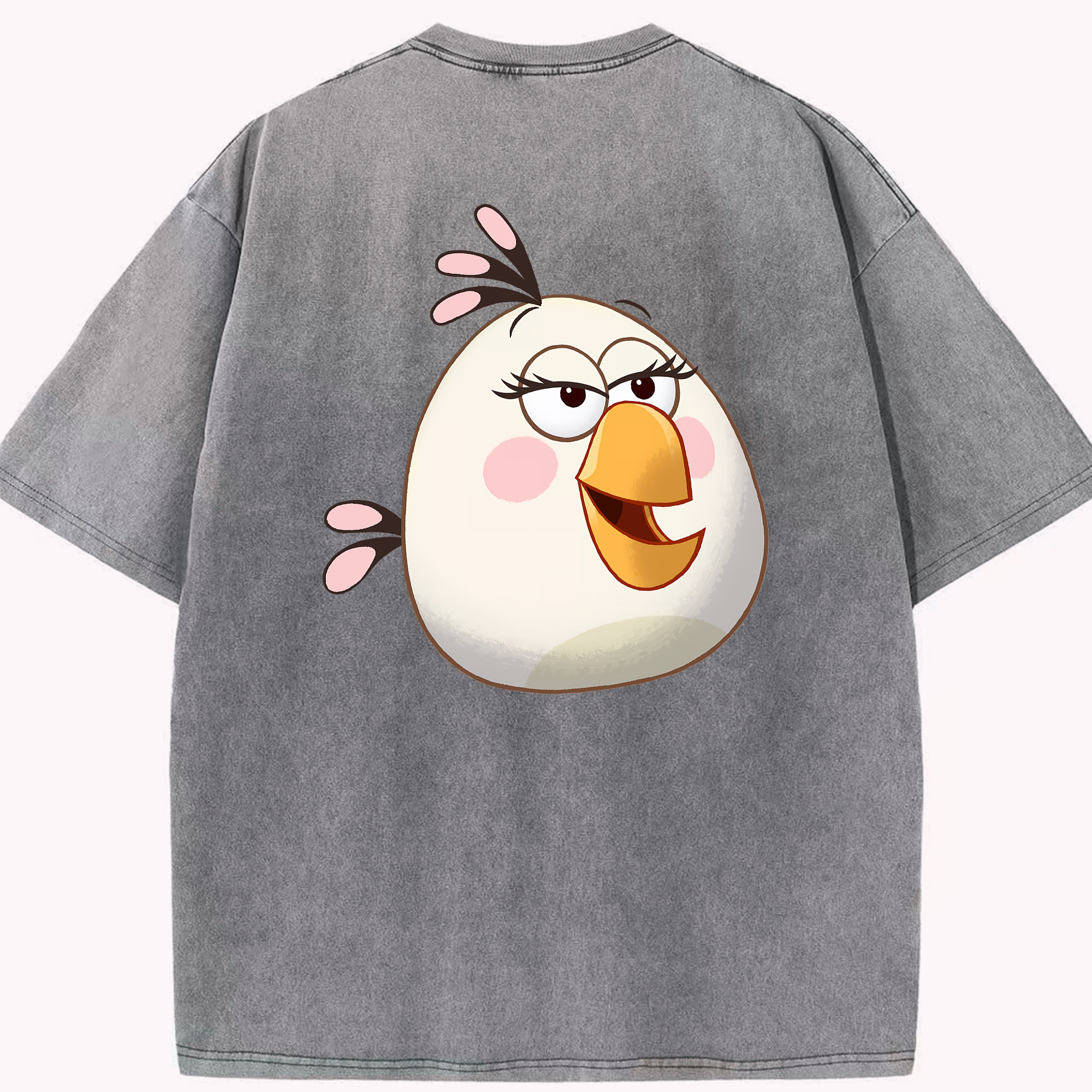 （画像用） Angry Birds アングリーバード 綿100% ヴィンテージ風 半袖Tシャツ（背面プリント）
