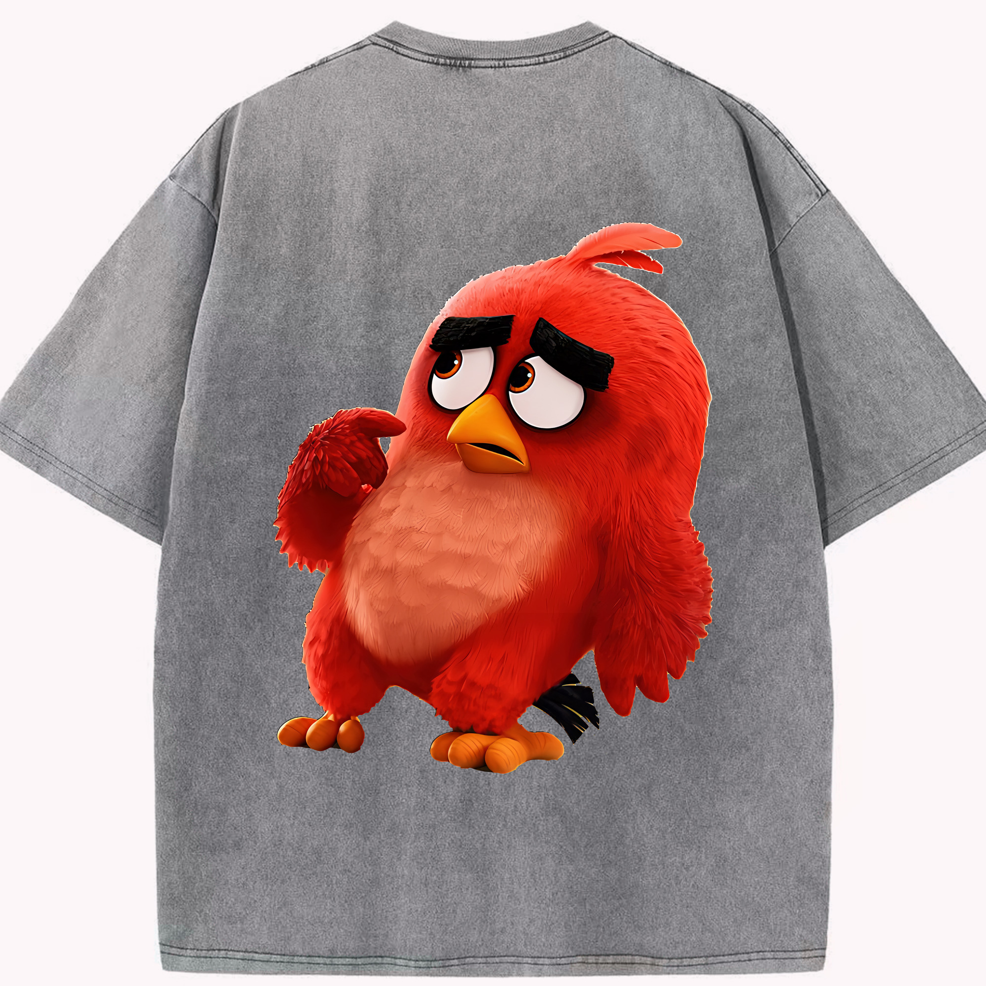 （画像用） Angry Birds アングリーバード 綿100% ヴィンテージ風 半袖Tシャツ（背面プリント）