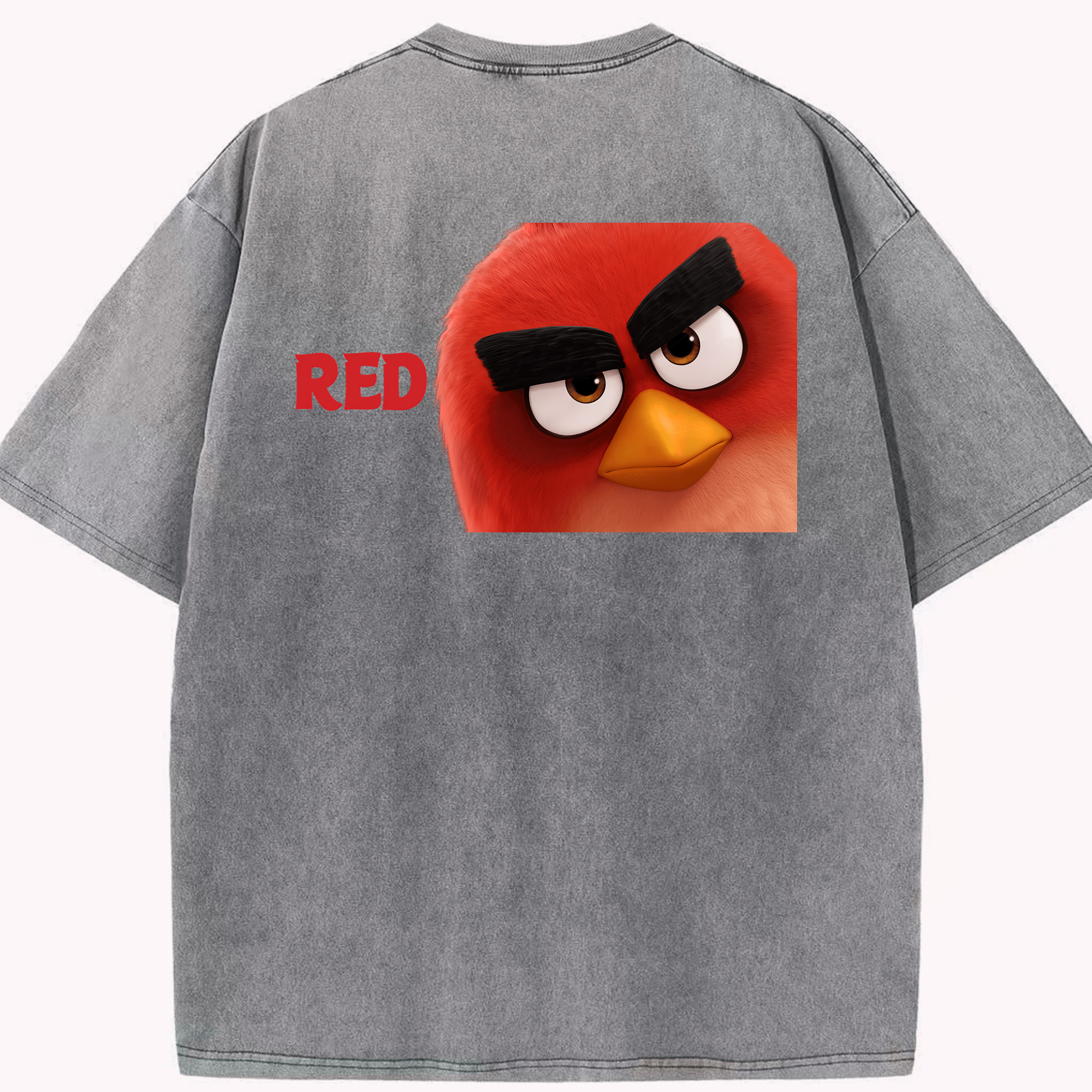 （画像用） Angry Birds アングリーバード 綿100% ヴィンテージ風 半袖Tシャツ（背面プリント）