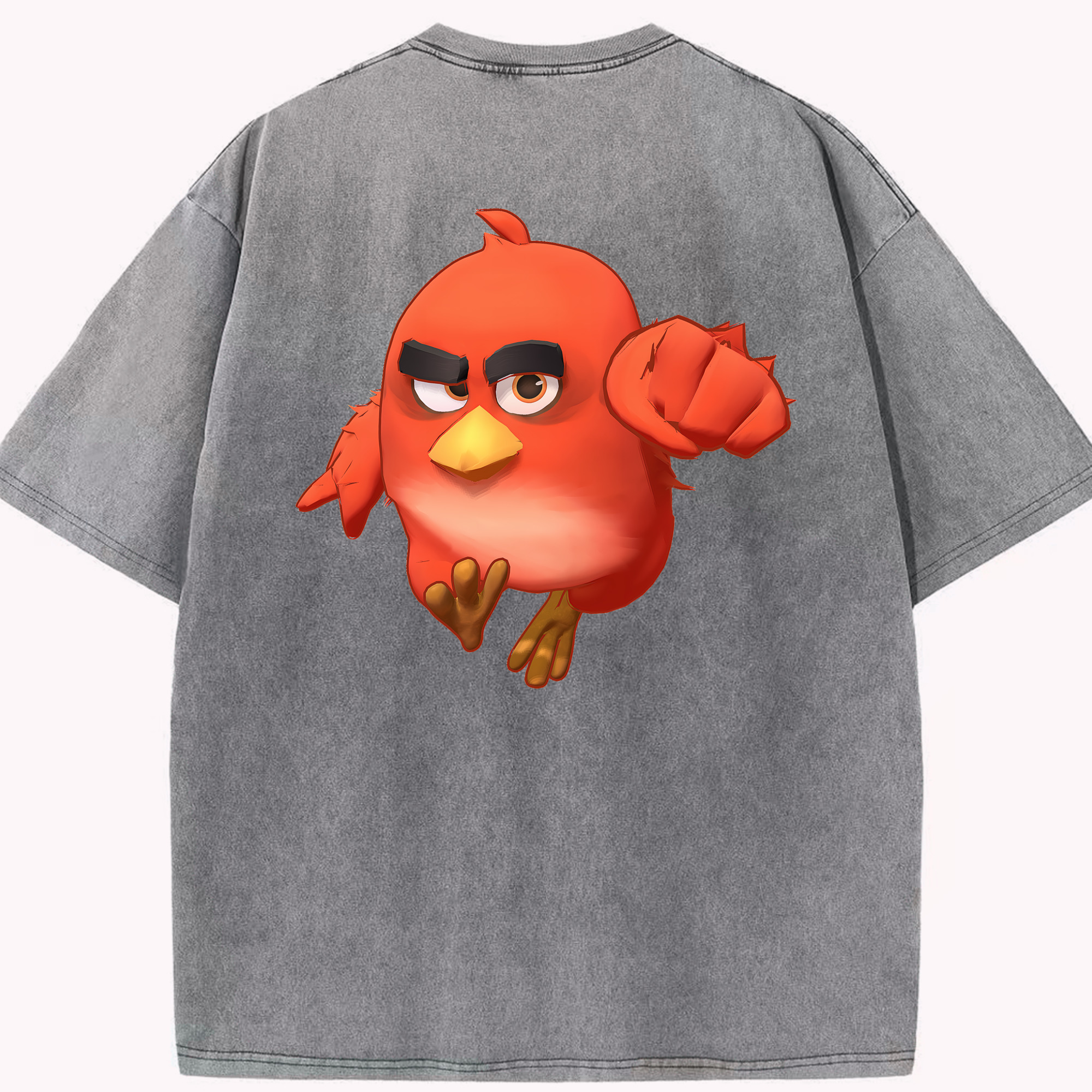 （画像用） Angry Birds アングリーバード 綿100% ヴィンテージ風 半袖Tシャツ（背面プリント）