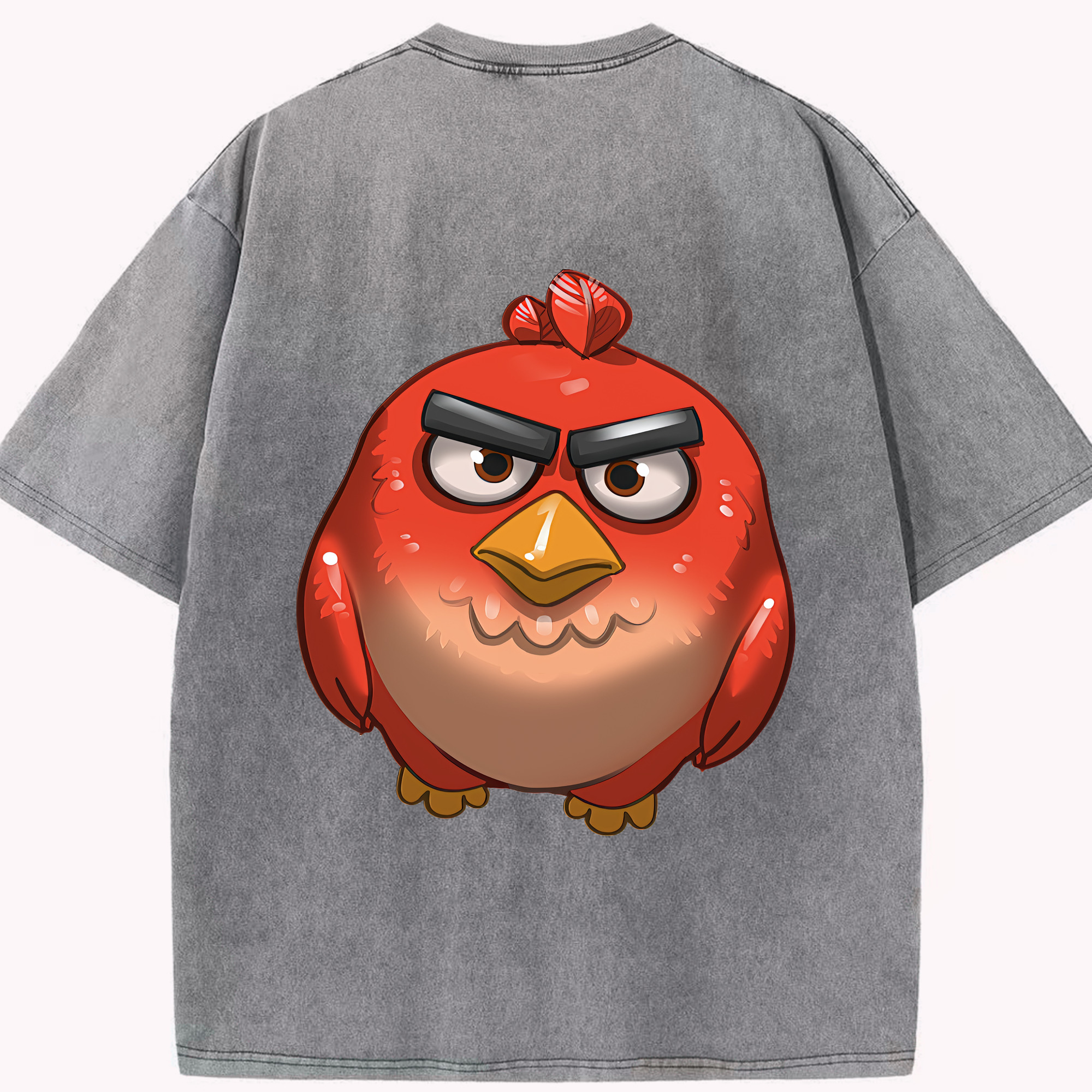 （画像用） Angry Birds アングリーバード 綿100% ヴィンテージ風 半袖Tシャツ（背面プリント）