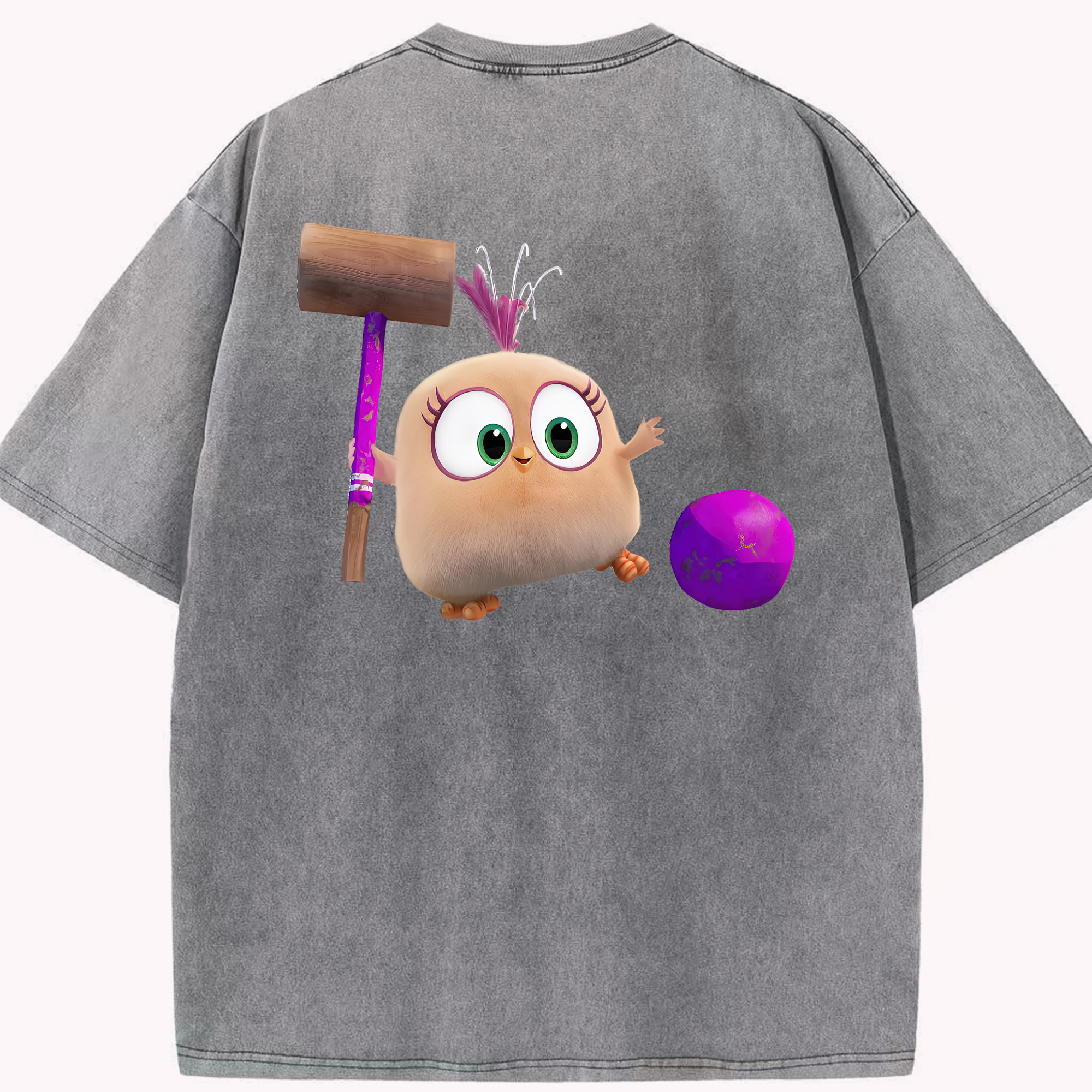 （画像用） Angry Birds アングリーバード 綿100% ヴィンテージ風 半袖Tシャツ（背面プリント）