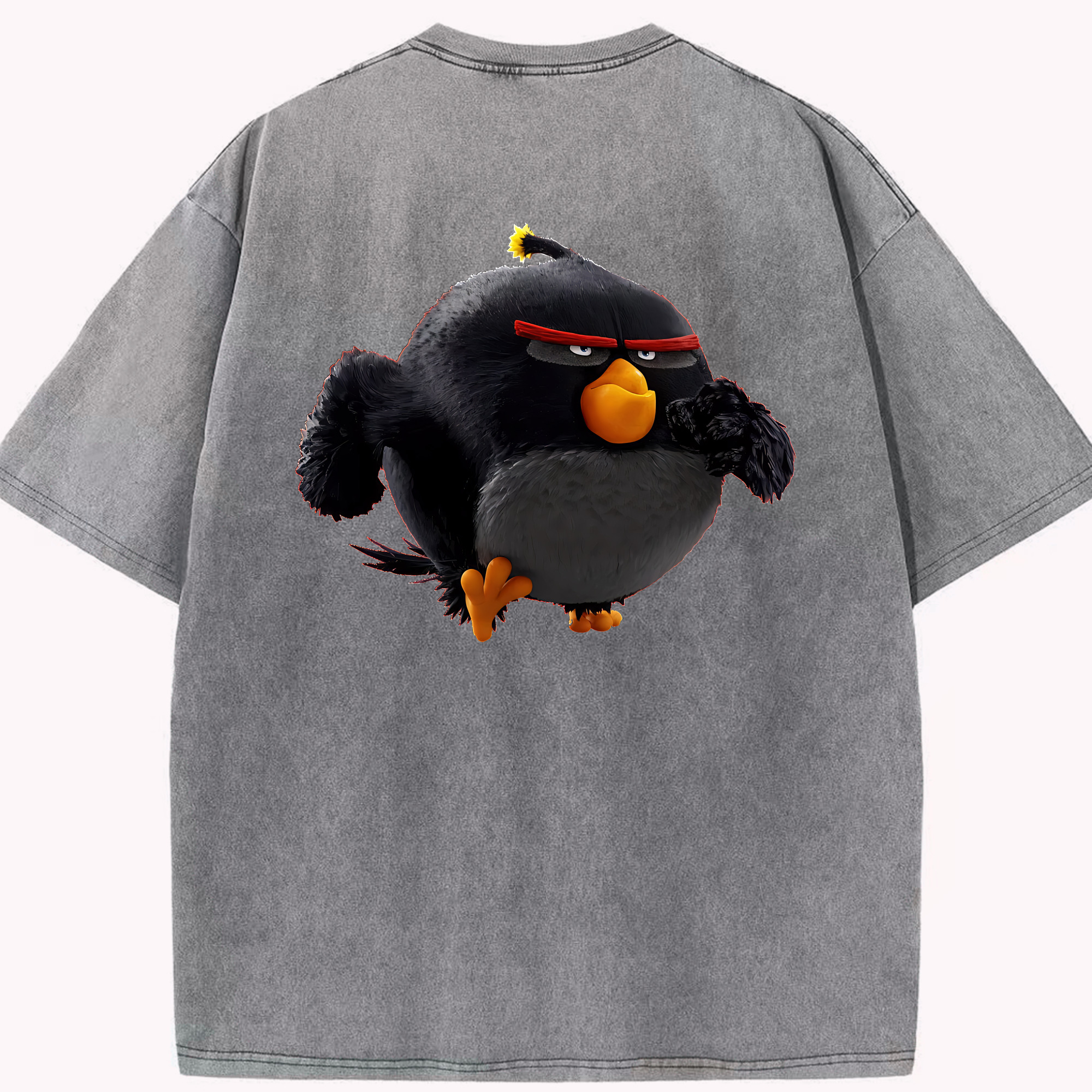（画像用） Angry Birds アングリーバード 綿100% ヴィンテージ風 半袖Tシャツ（背面プリント）
