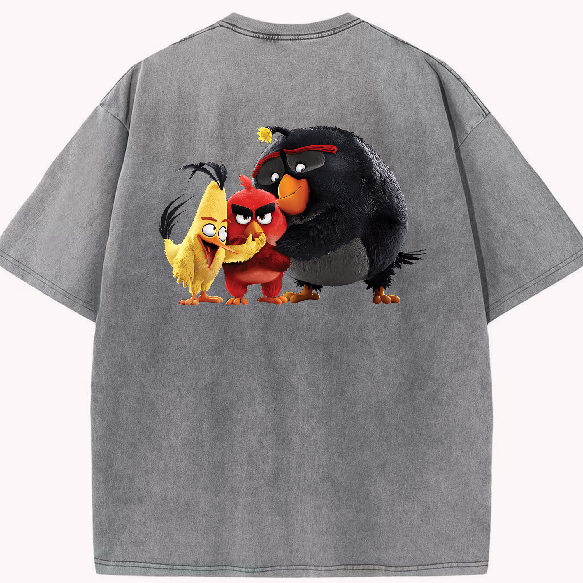 （画像用） Angry Birds アングリーバード 綿100% ヴィンテージ風 半袖Tシャツ（背面プリント）