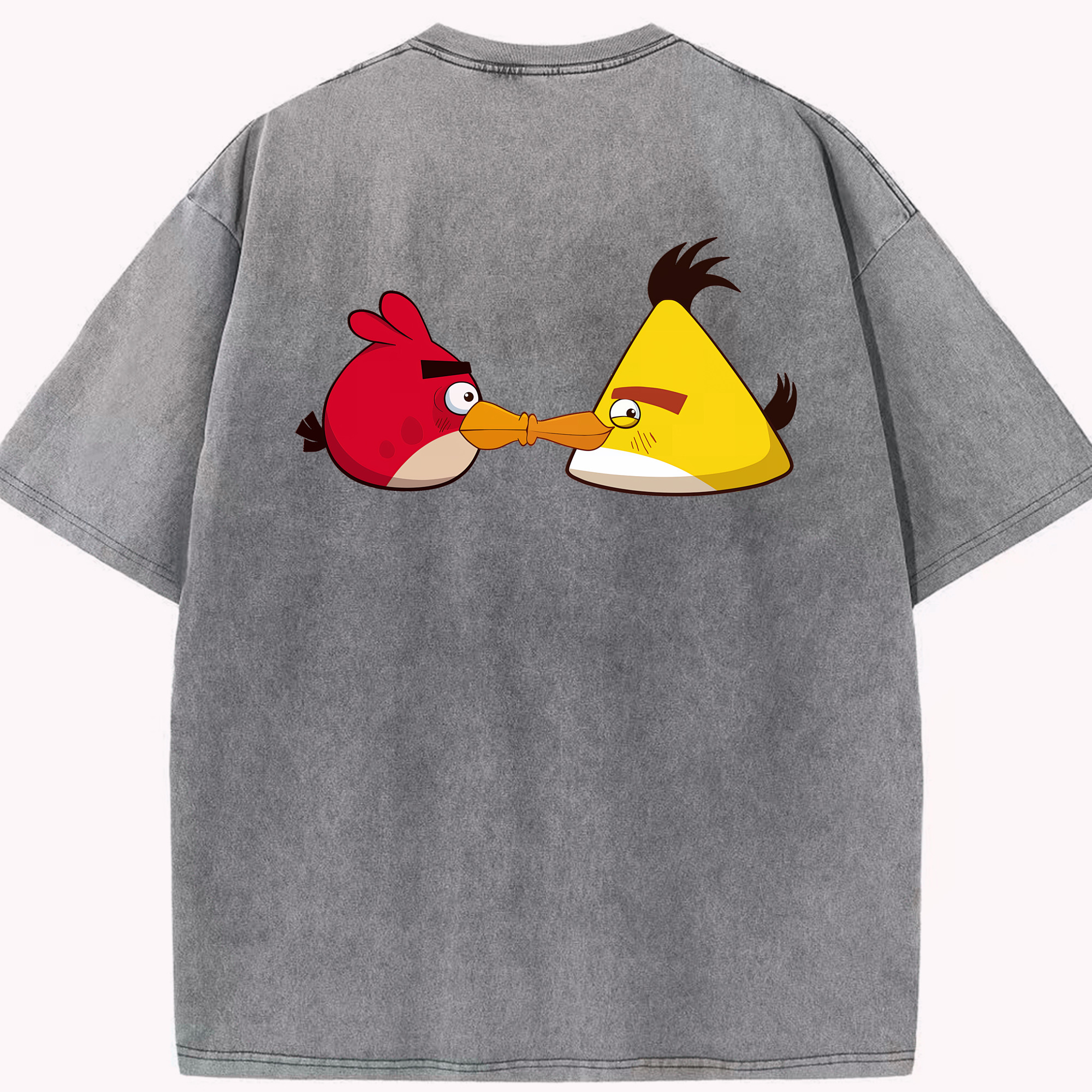 （画像用） Angry Birds アングリーバード 綿100% ヴィンテージ風 半袖Tシャツ（背面プリント）