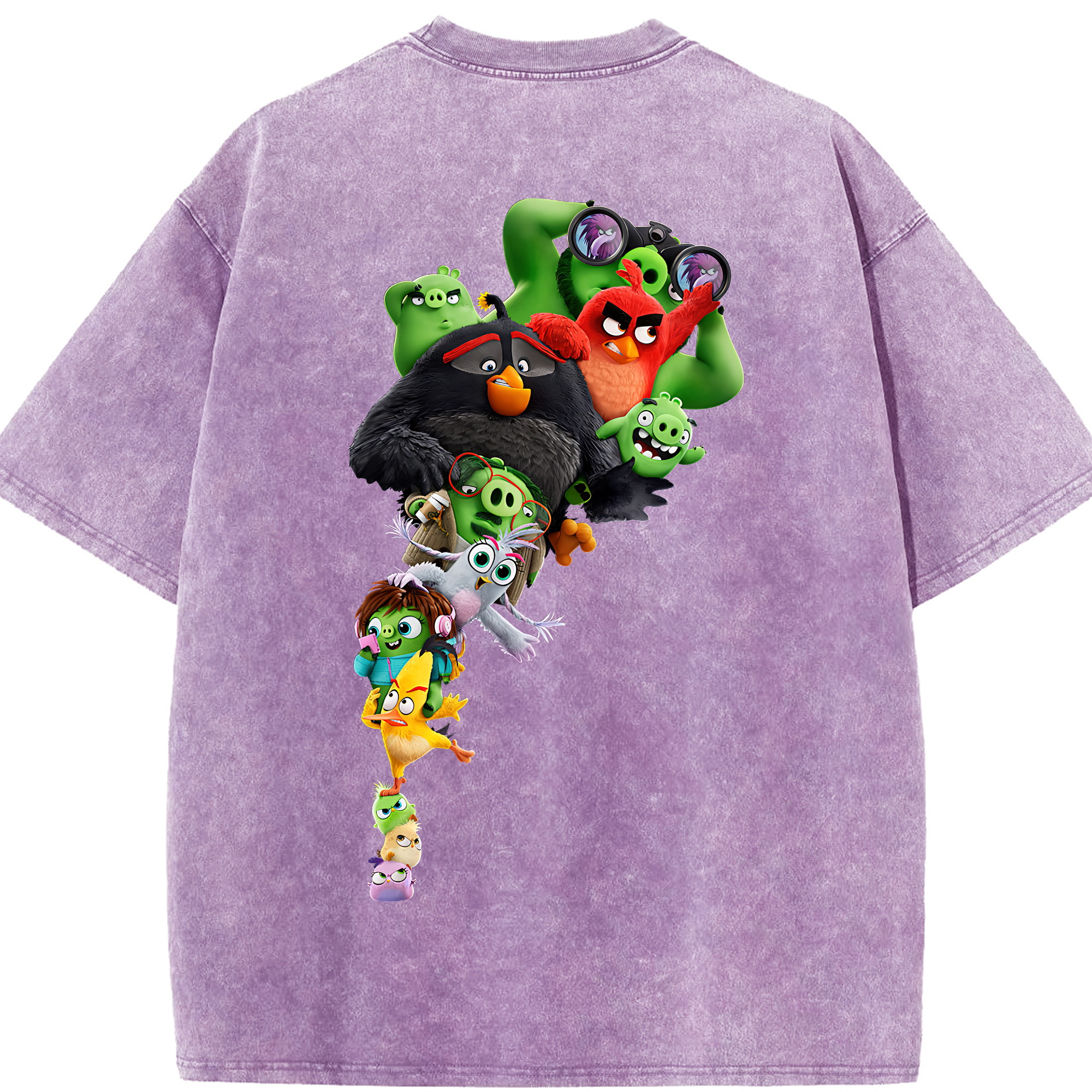 （画像用） Angry Birds アングリーバード 綿100% ヴィンテージ風 半袖Tシャツ（背面プリント）