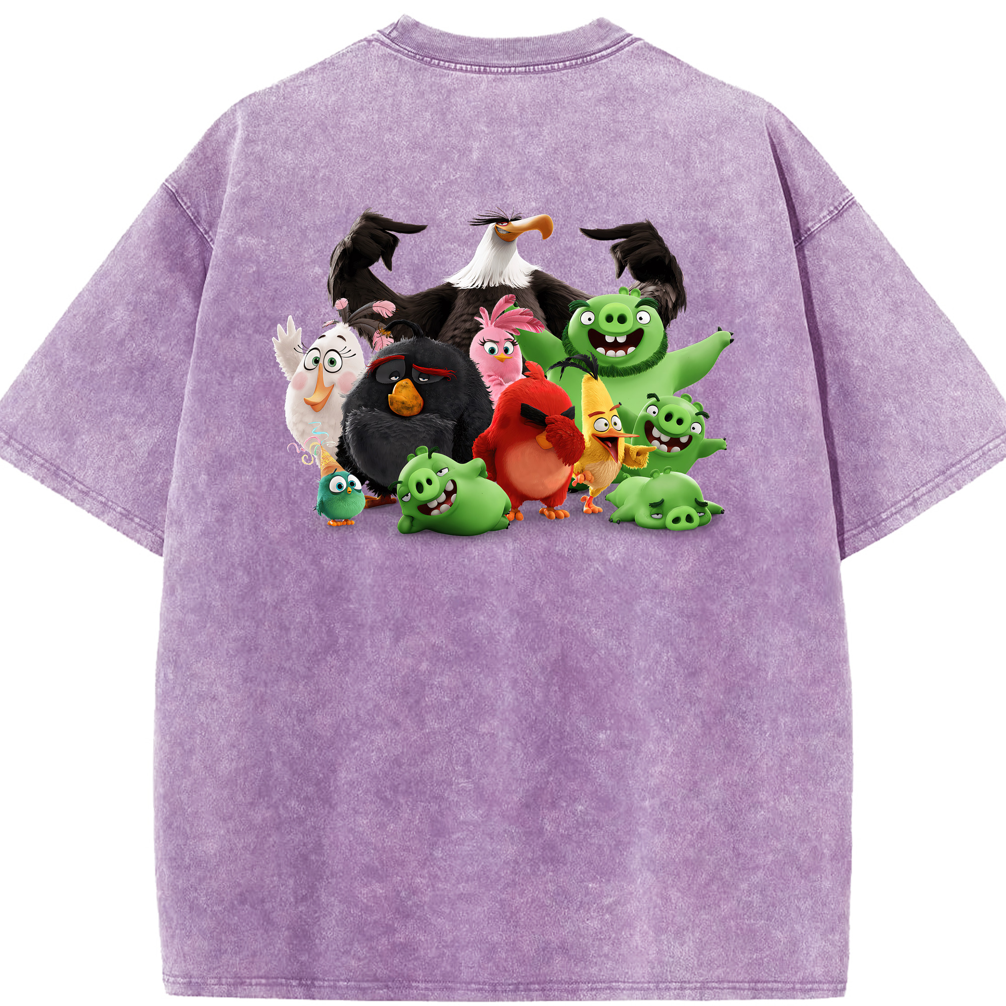 （画像用） Angry Birds アングリーバード 綿100% ヴィンテージ風 半袖Tシャツ（背面プリント）