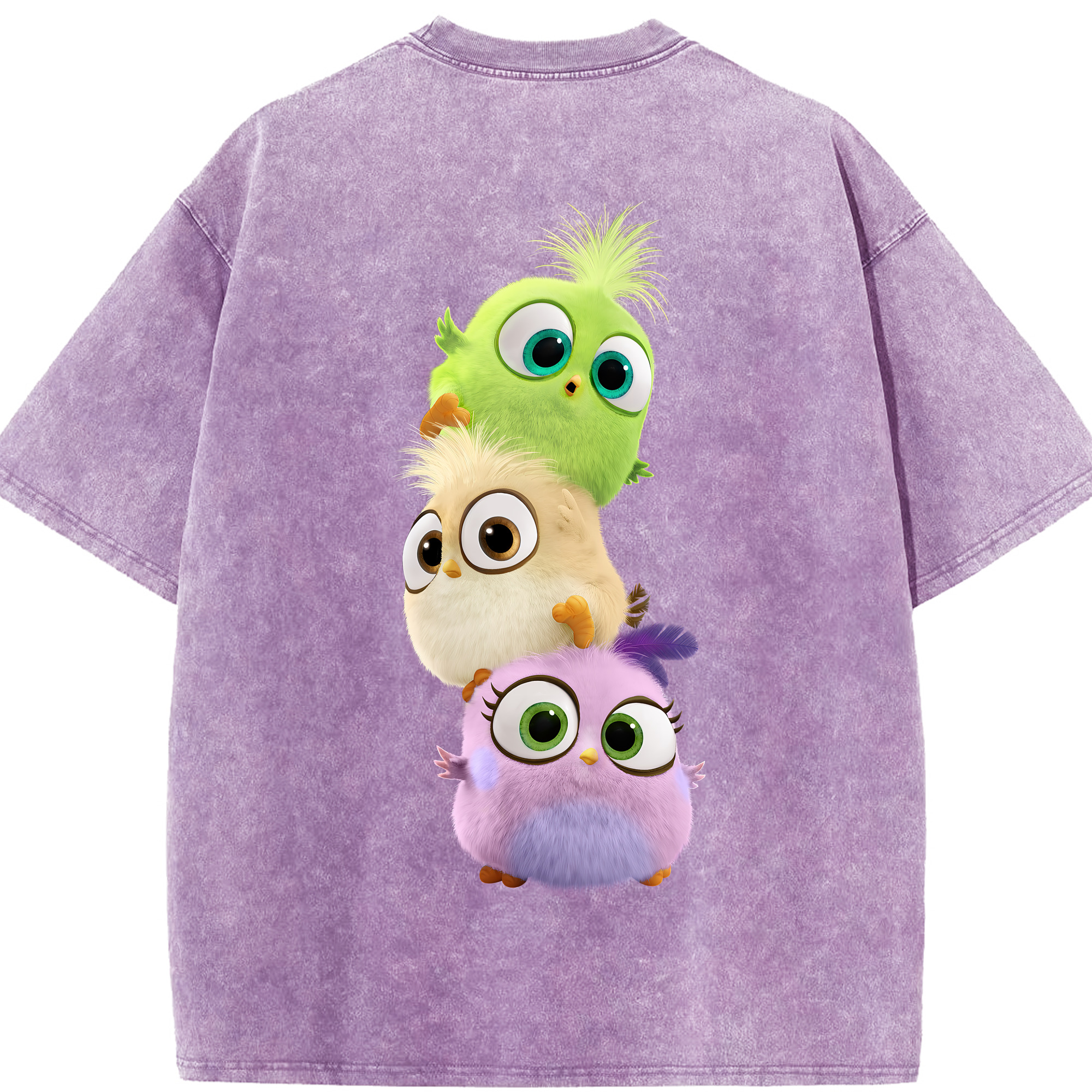 （画像用） Angry Birds アングリーバード 綿100% ヴィンテージ風 半袖Tシャツ（背面プリント）