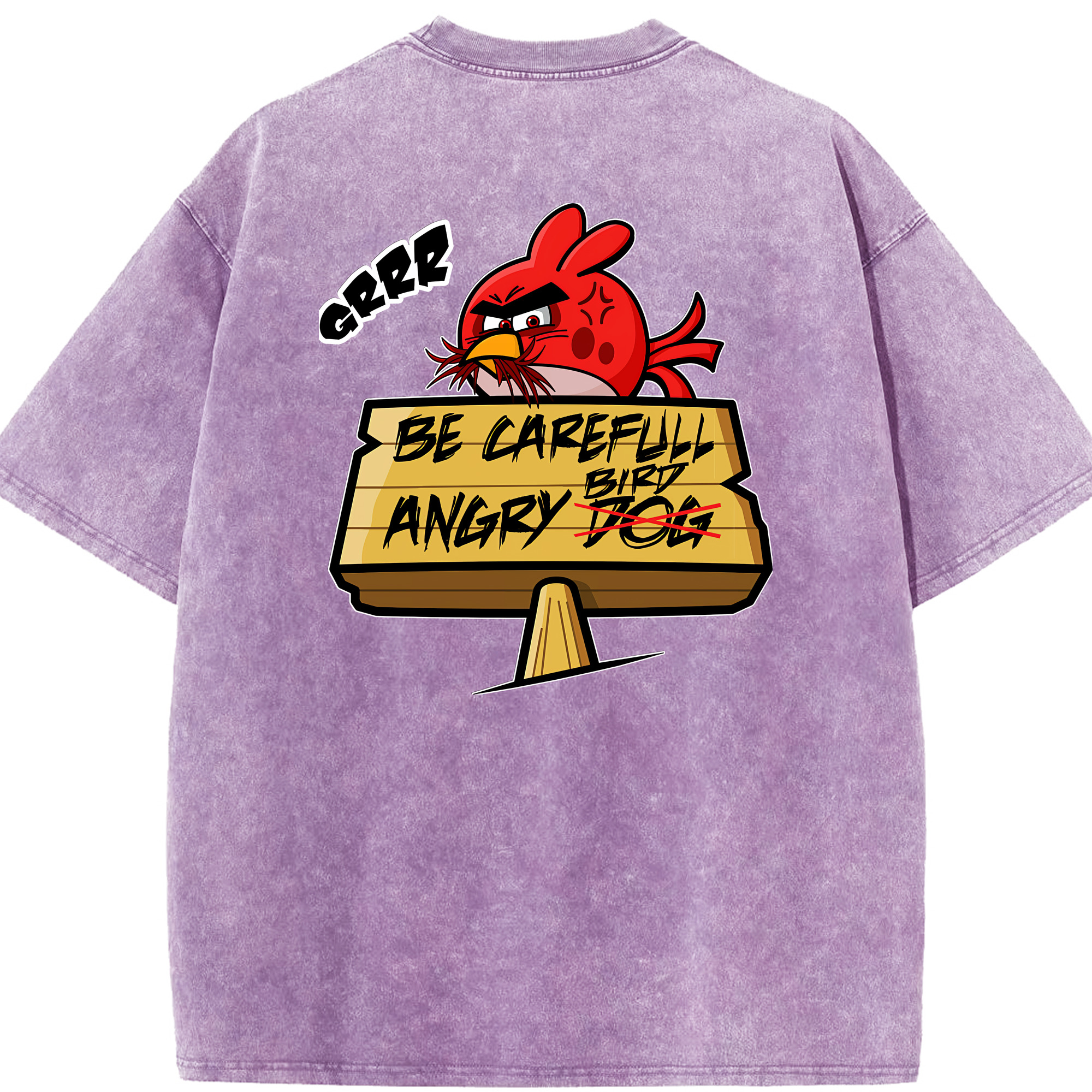 （画像用） Angry Birds アングリーバード 綿100% ヴィンテージ風 半袖Tシャツ（背面プリント）