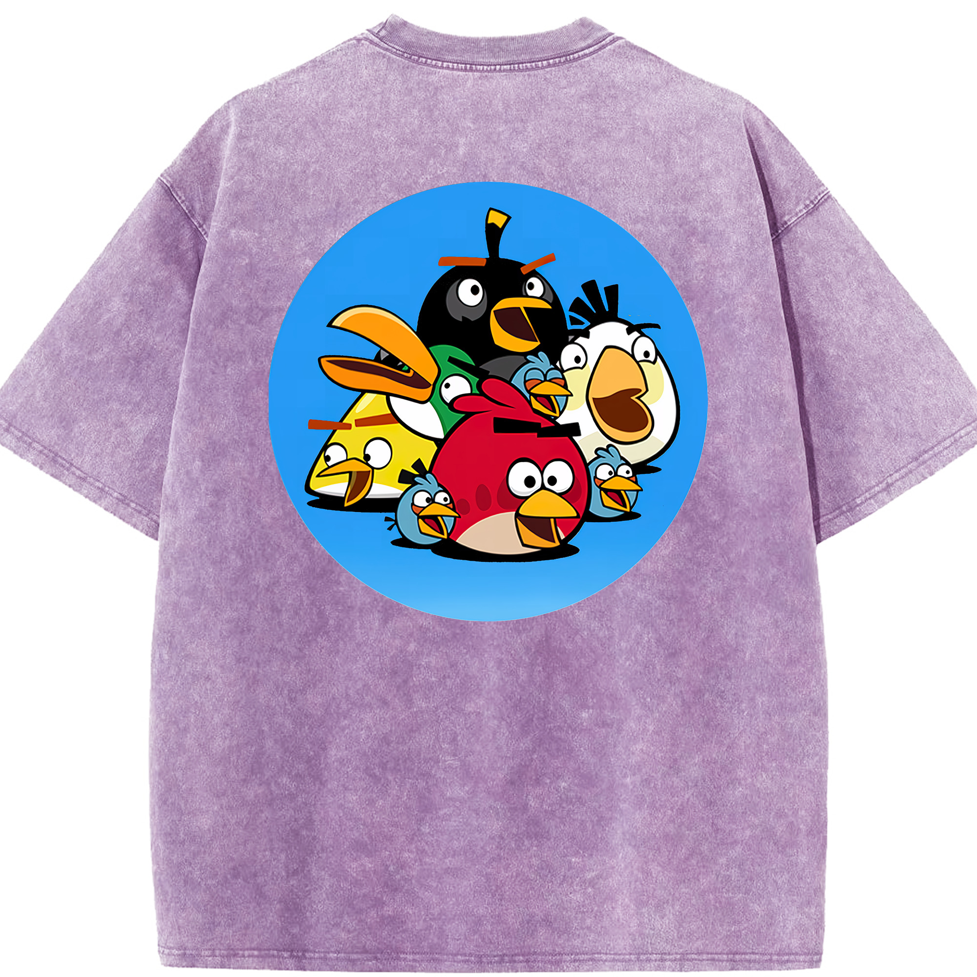（画像用） Angry Birds アングリーバード 綿100% ヴィンテージ風 半袖Tシャツ（背面プリント）