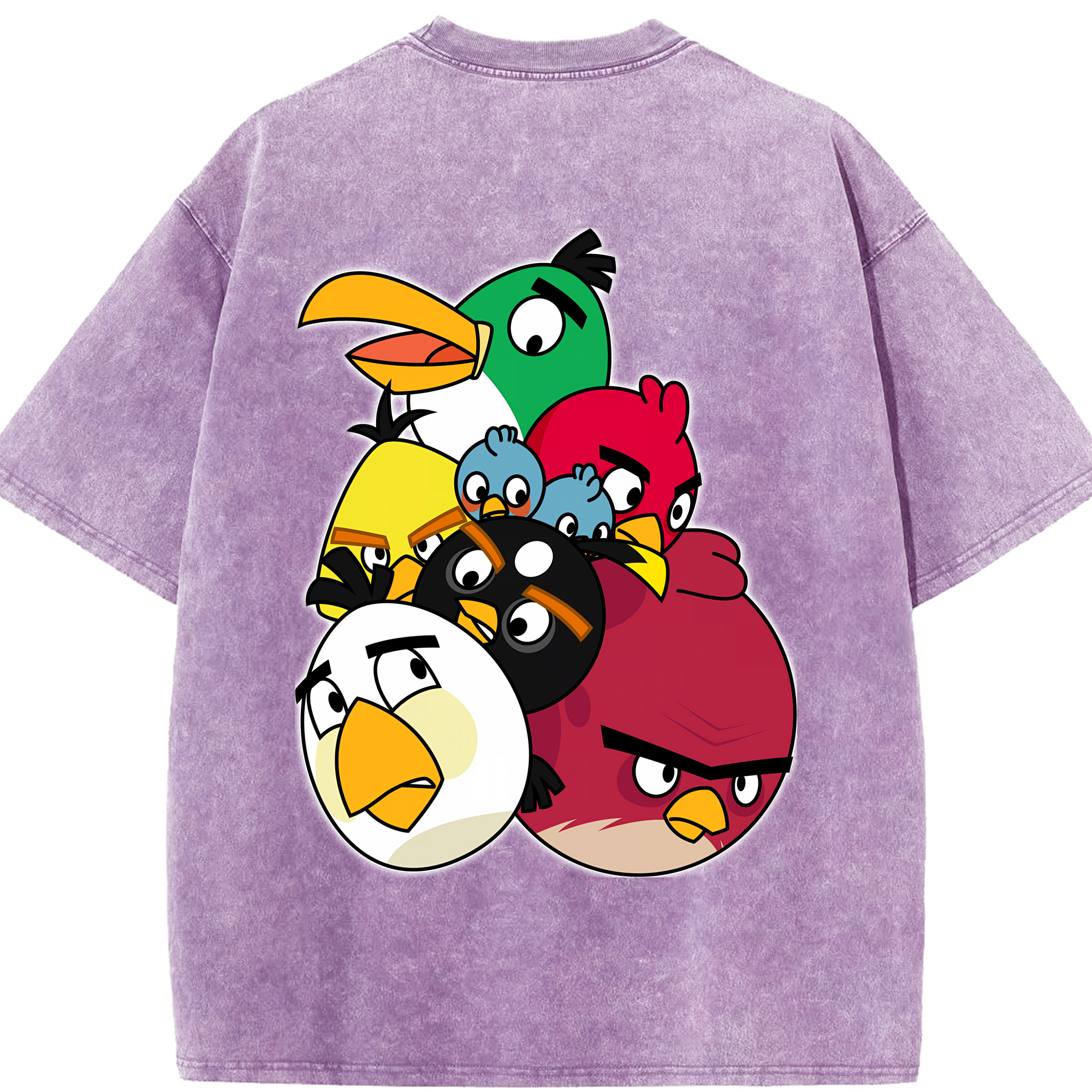 （画像用） Angry Birds アングリーバード 綿100% ヴィンテージ風 半袖Tシャツ（背面プリント）