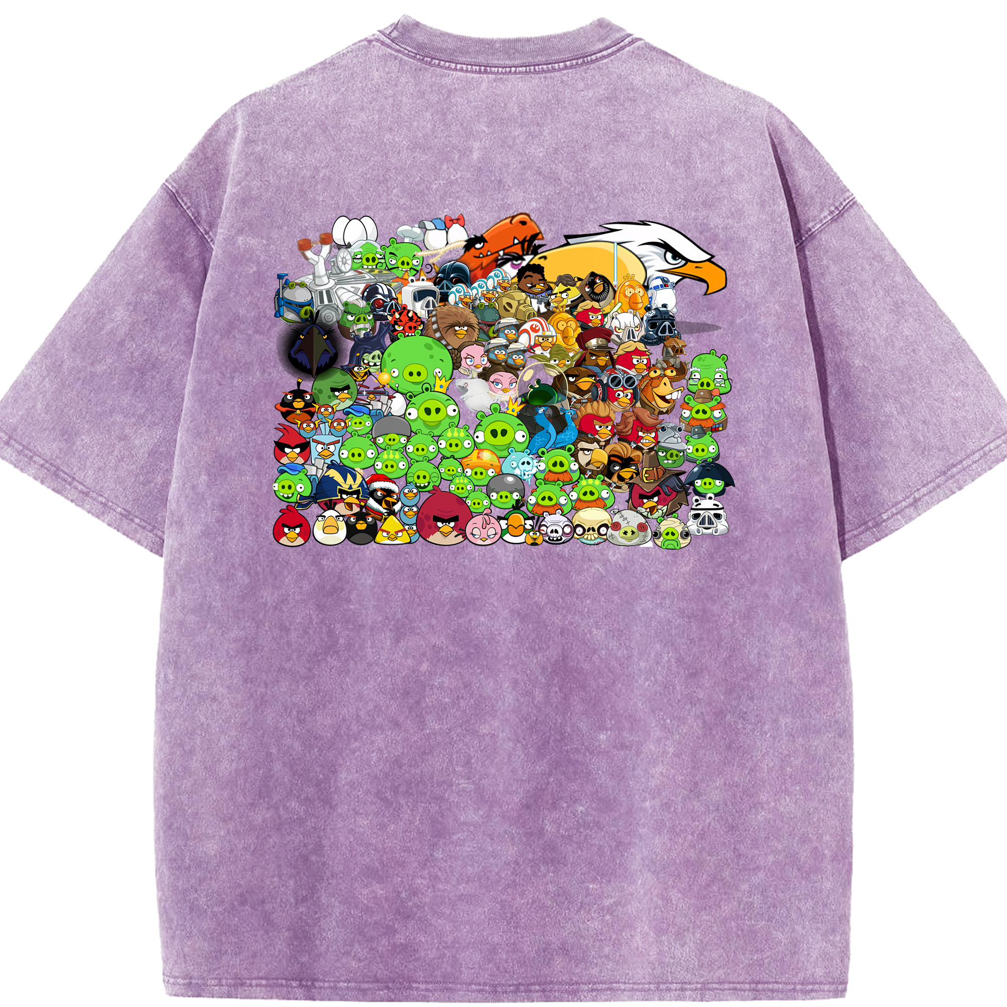 （画像用） Angry Birds アングリーバード 綿100% ヴィンテージ風 半袖Tシャツ（背面プリント）