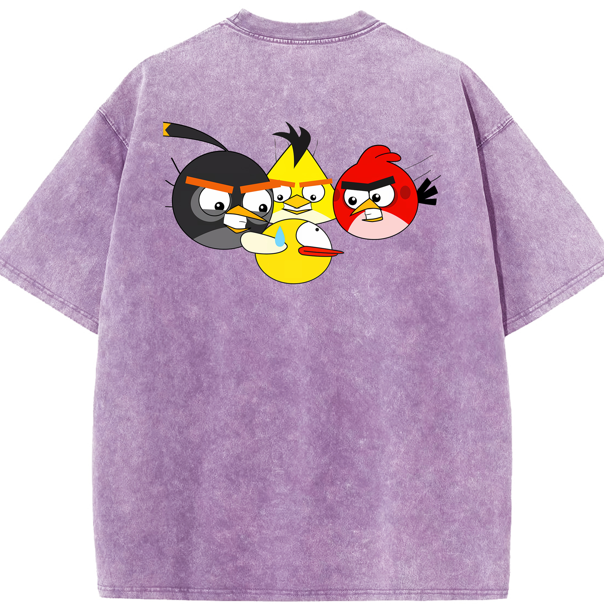 （画像用） Angry Birds アングリーバード 綿100% ヴィンテージ風 半袖Tシャツ（背面プリント）