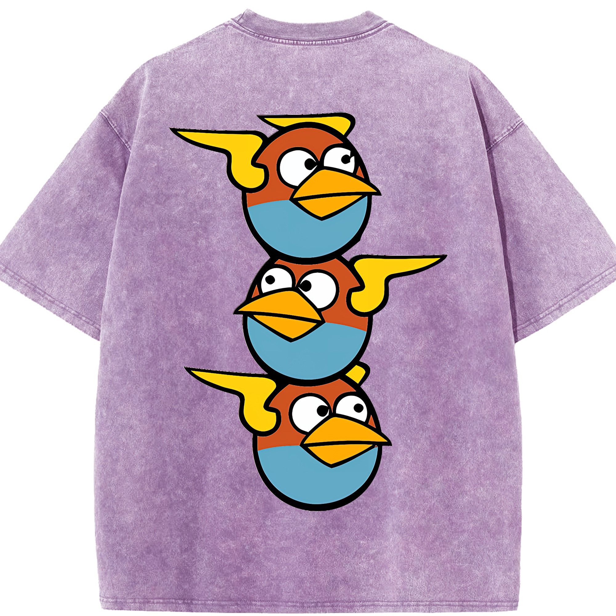 （画像用） Angry Birds アングリーバード 綿100% ヴィンテージ風 半袖Tシャツ（背面プリント）