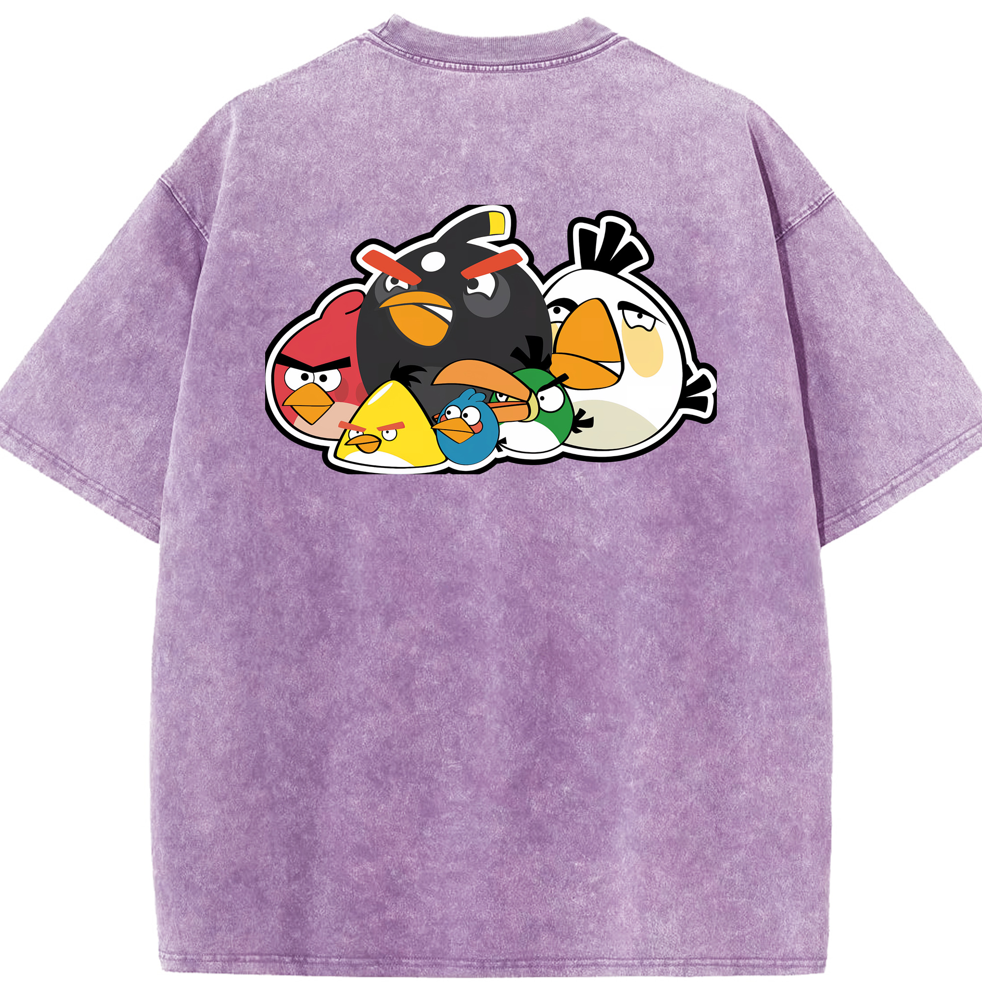 （画像用） Angry Birds アングリーバード 綿100% ヴィンテージ風 半袖Tシャツ（背面プリント）