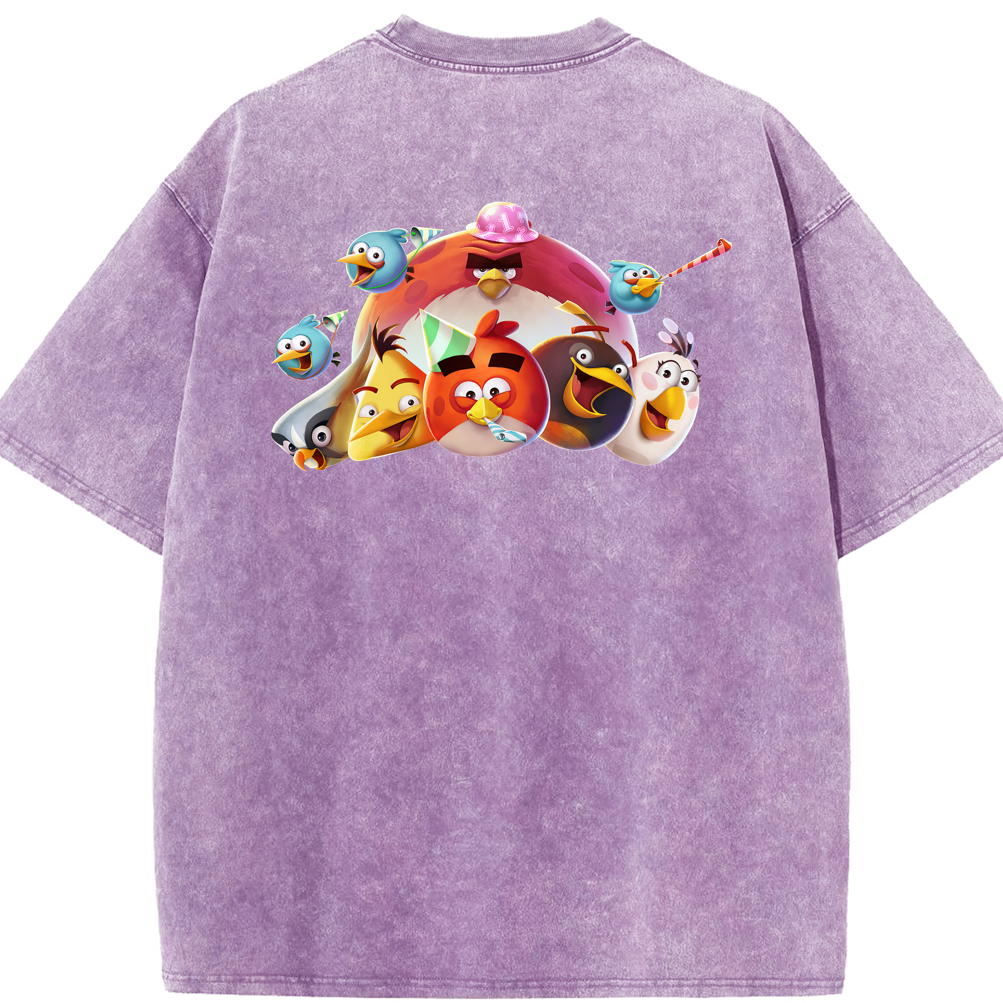 （画像用） Angry Birds アングリーバード 綿100% ヴィンテージ風 半袖Tシャツ（背面プリント）