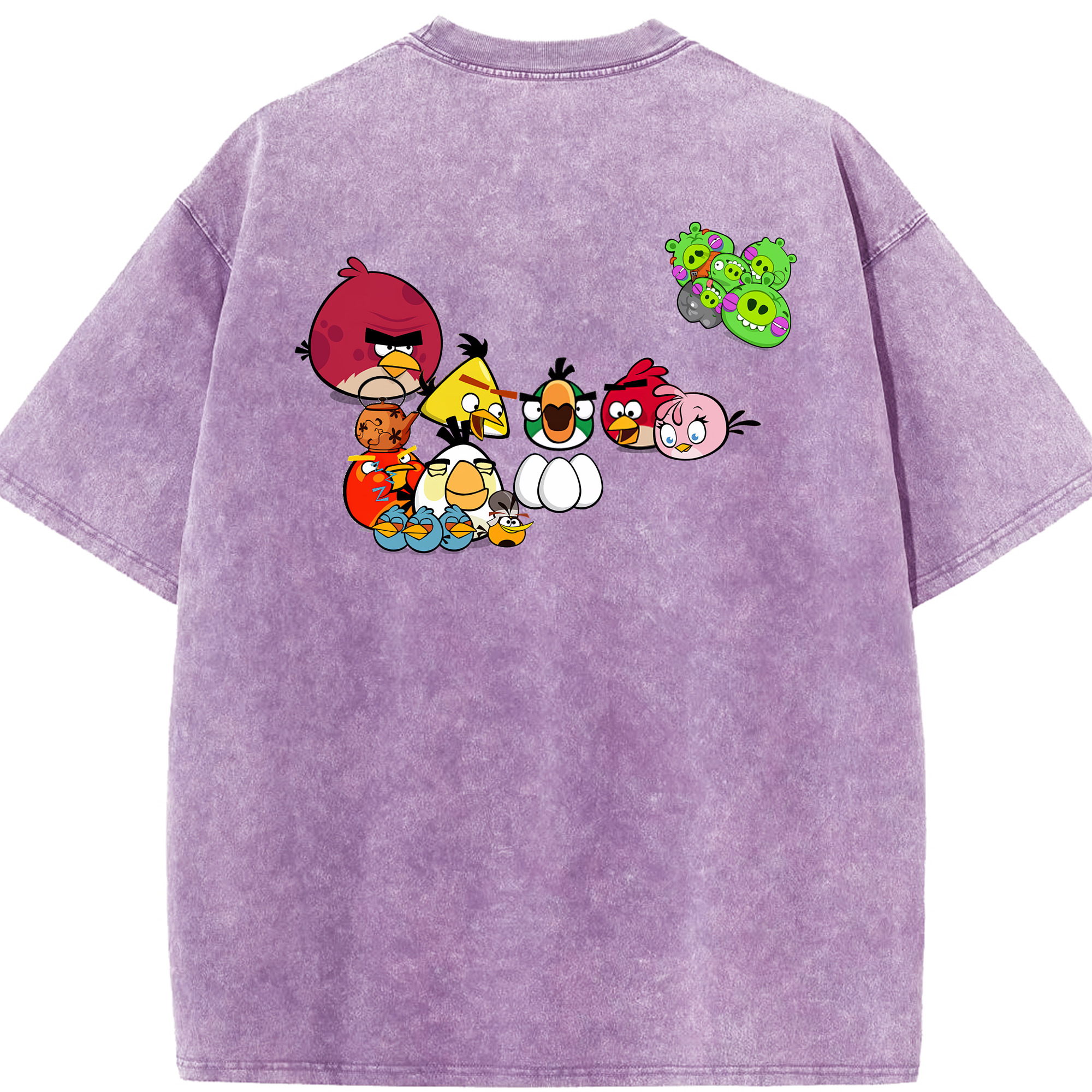 （画像用） Angry Birds アングリーバード 綿100% ヴィンテージ風 半袖Tシャツ（背面プリント）
