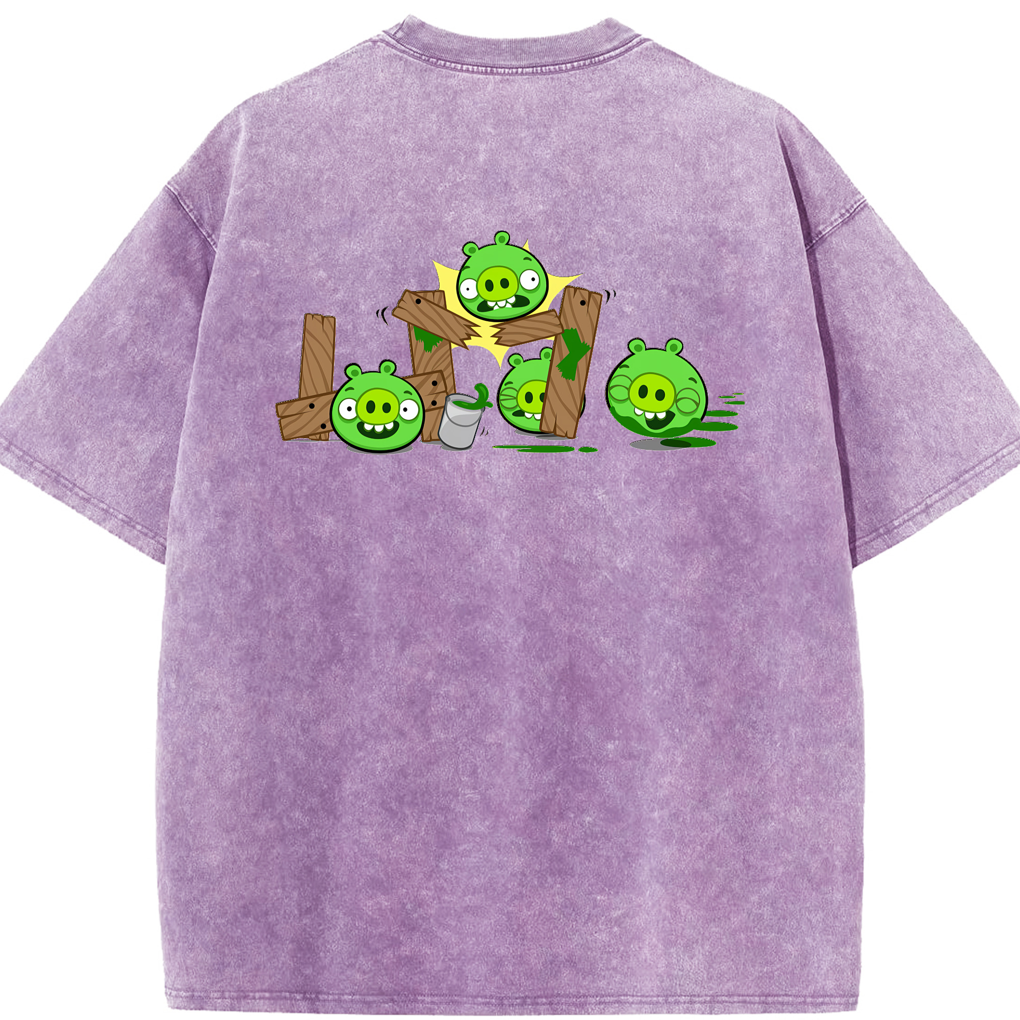 （画像用） Angry Birds アングリーバード 綿100% ヴィンテージ風 半袖Tシャツ（背面プリント）