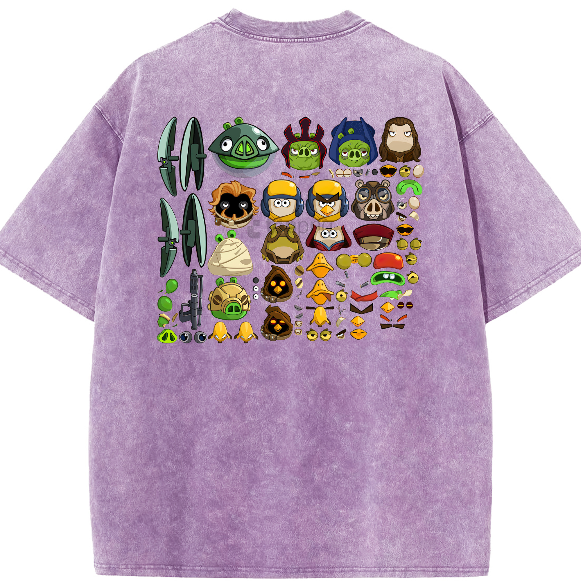 （画像用） Angry Birds アングリーバード 綿100% ヴィンテージ風 半袖Tシャツ（背面プリント）