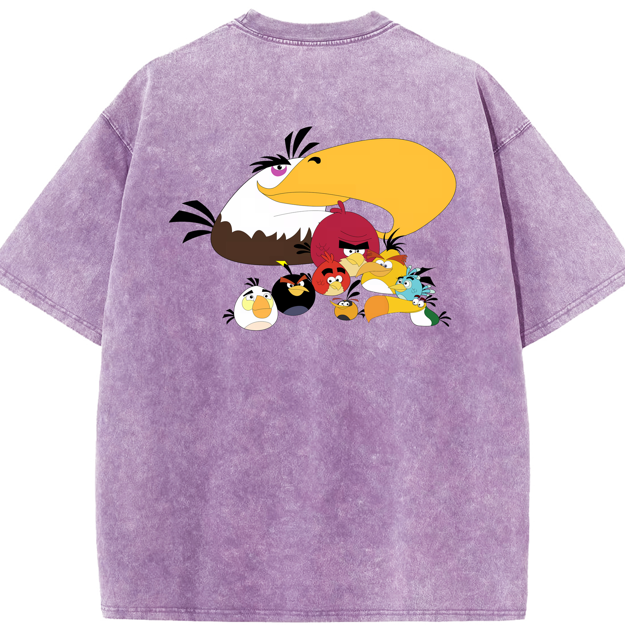 （画像用） Angry Birds アングリーバード 綿100% ヴィンテージ風 半袖Tシャツ（背面プリント）