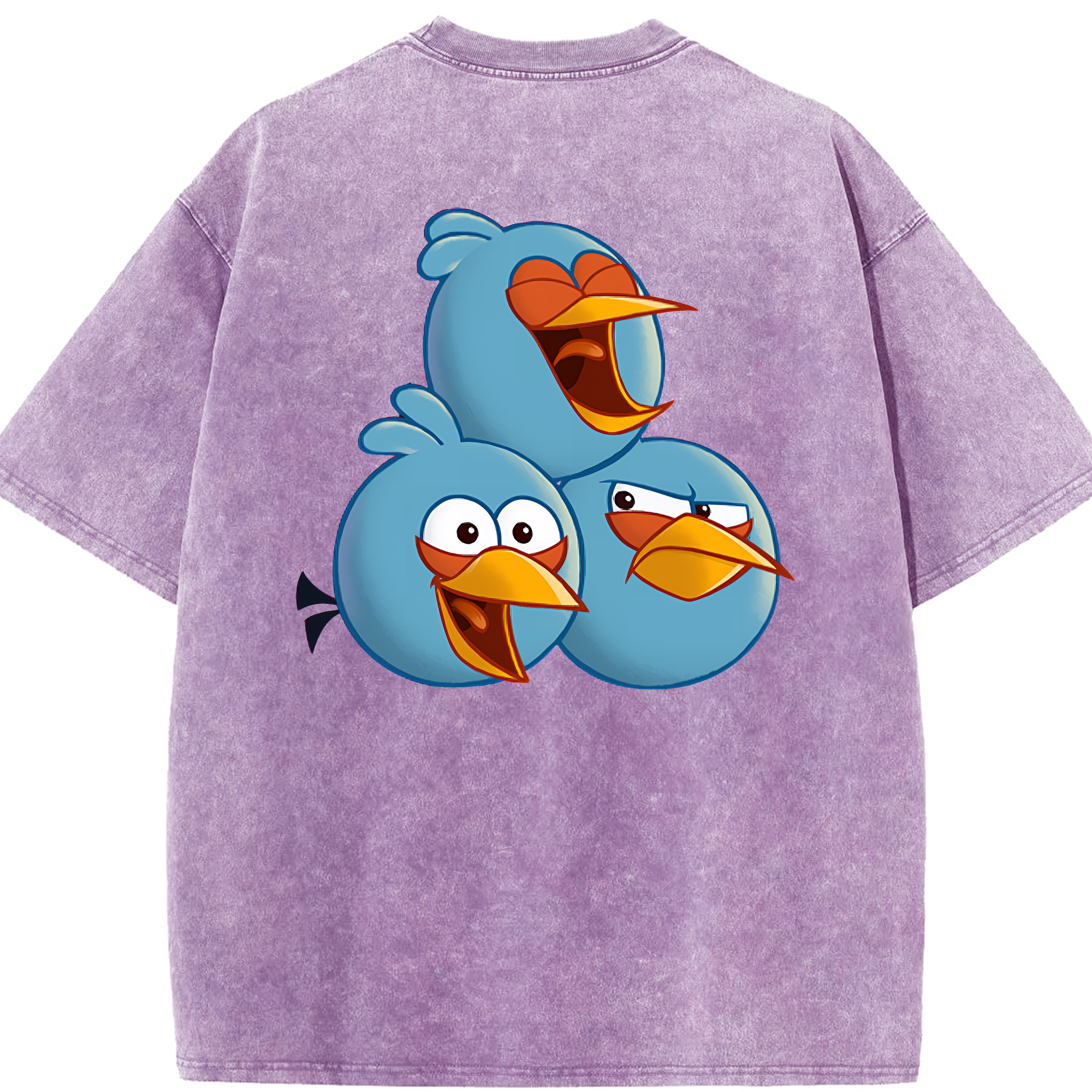 （画像用） Angry Birds アングリーバード 綿100% ヴィンテージ風 半袖Tシャツ（背面プリント）