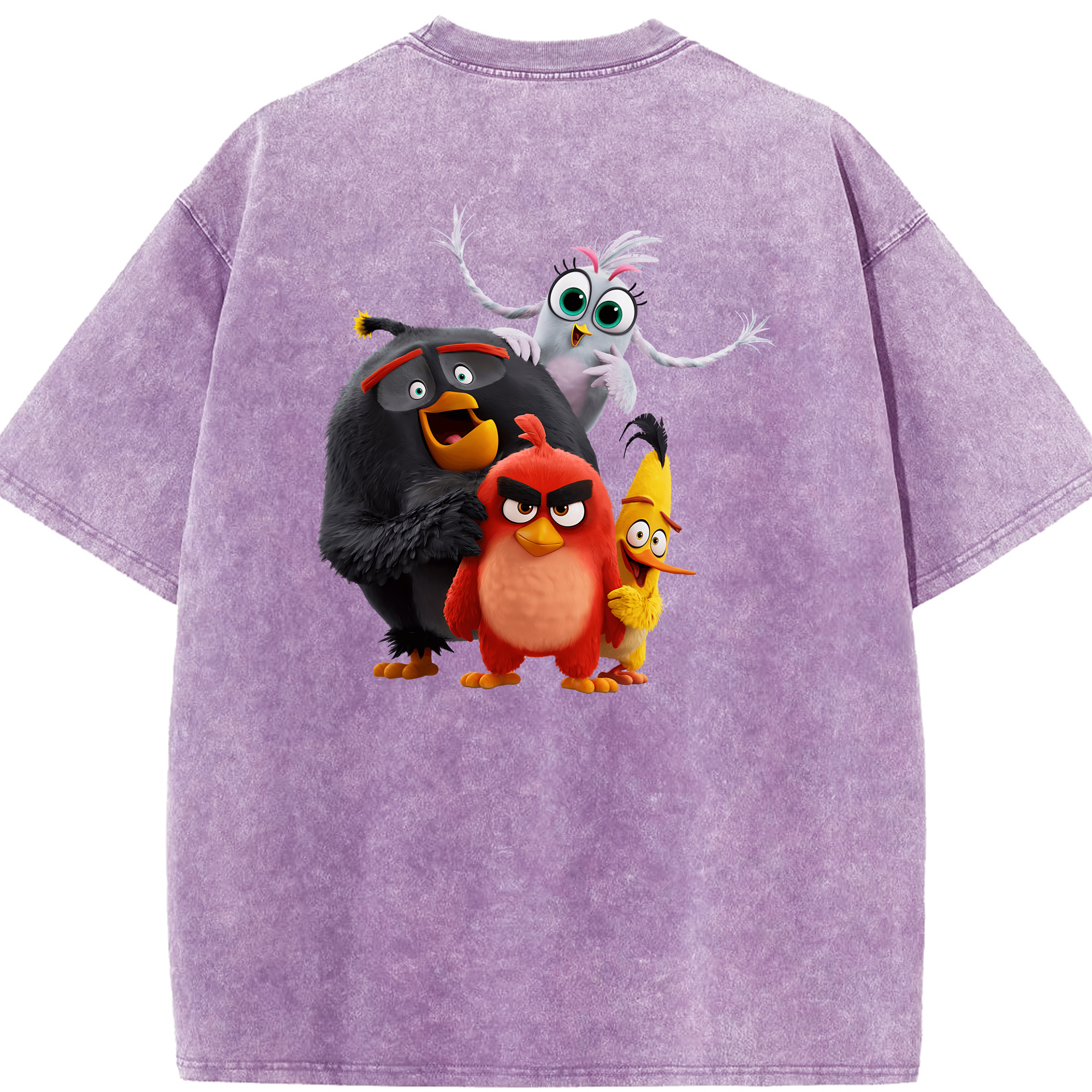 （画像用） Angry Birds アングリーバード 綿100% ヴィンテージ風 半袖Tシャツ（背面プリント）