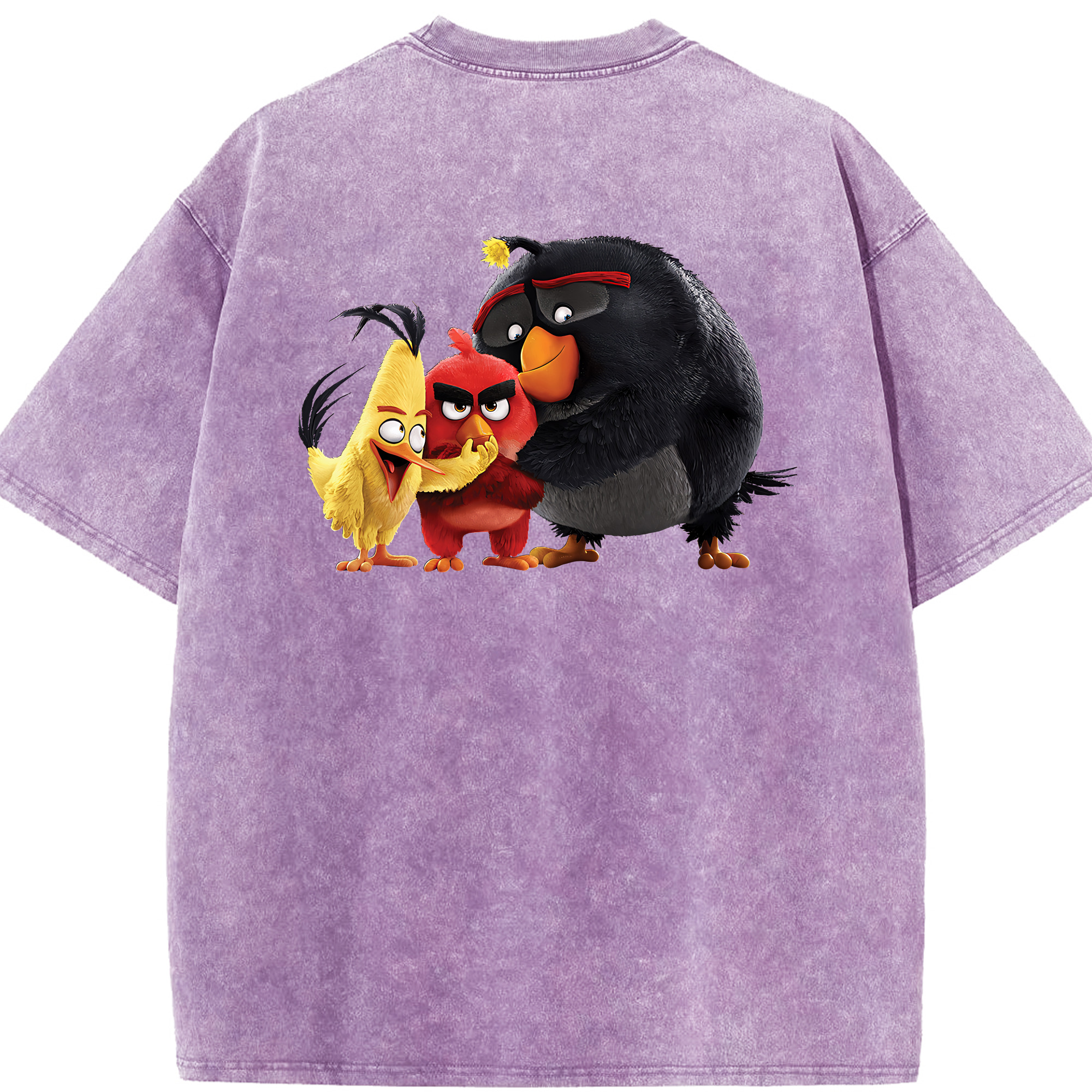 （画像用） Angry Birds アングリーバード 綿100% ヴィンテージ風 半袖Tシャツ（背面プリント）