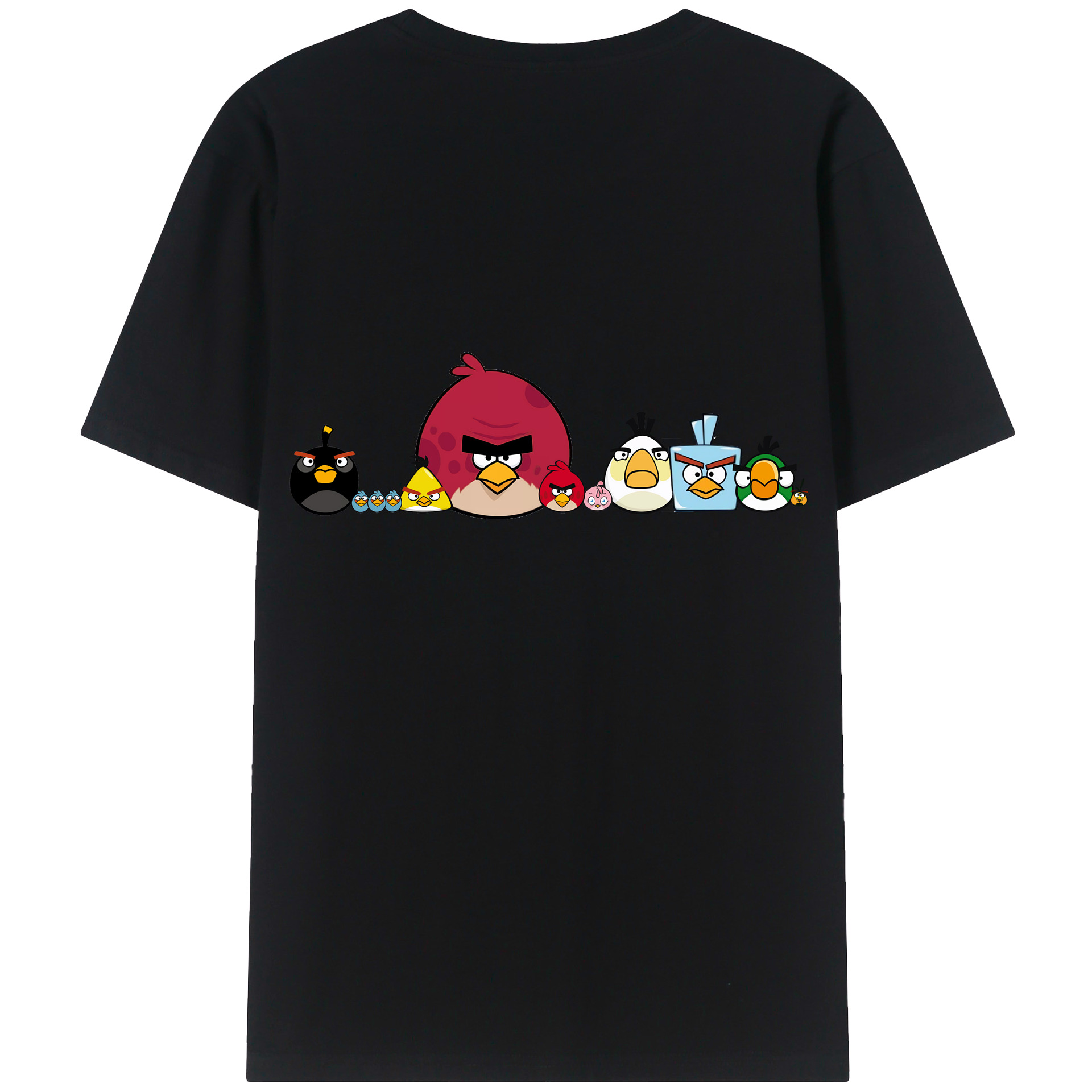 （画像用） Angry Birds アングリーバード 綿100％ メンズ半袖Tシャツ（バックプリント） 通気性